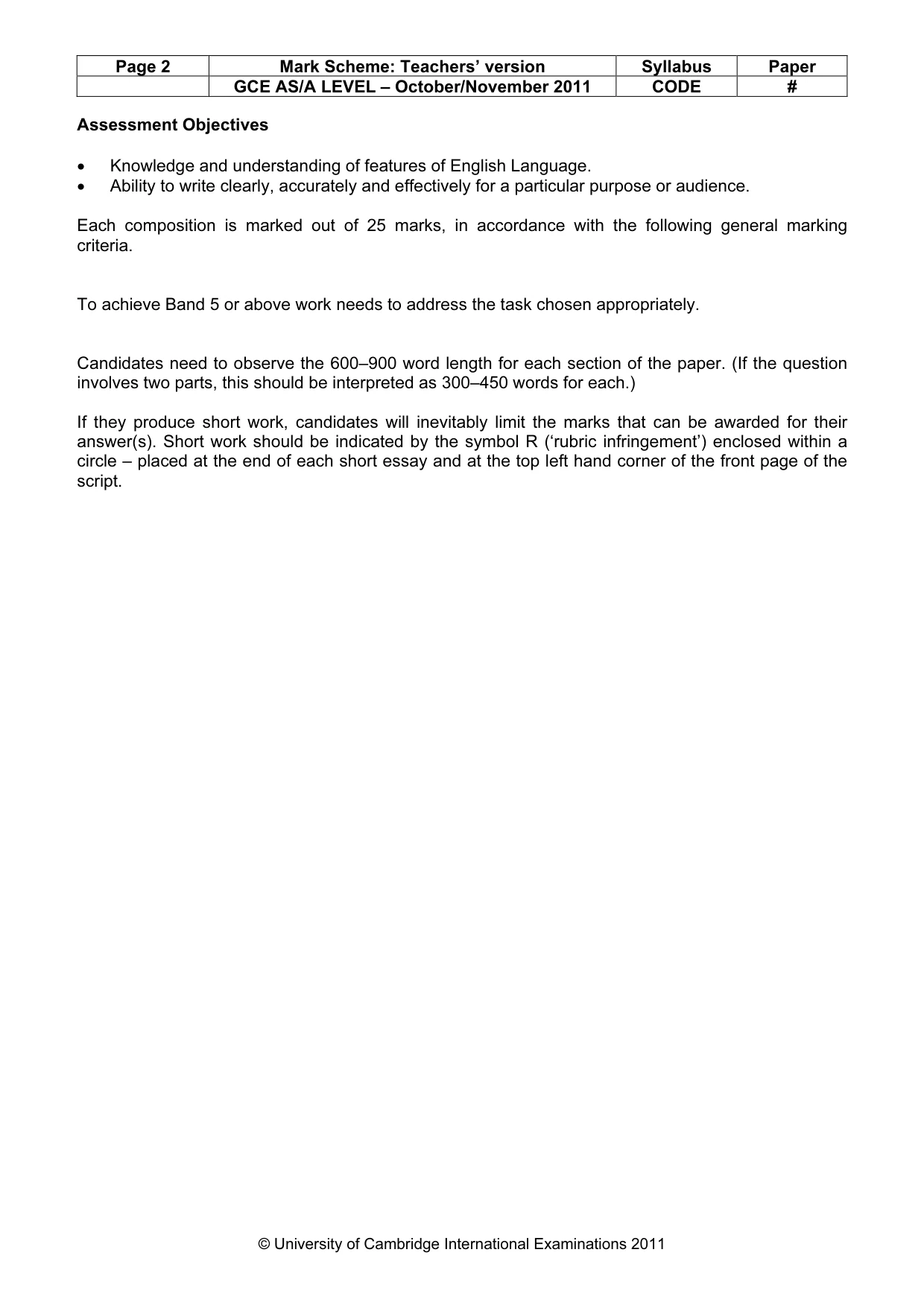 Mark scheme, page 2 of 4