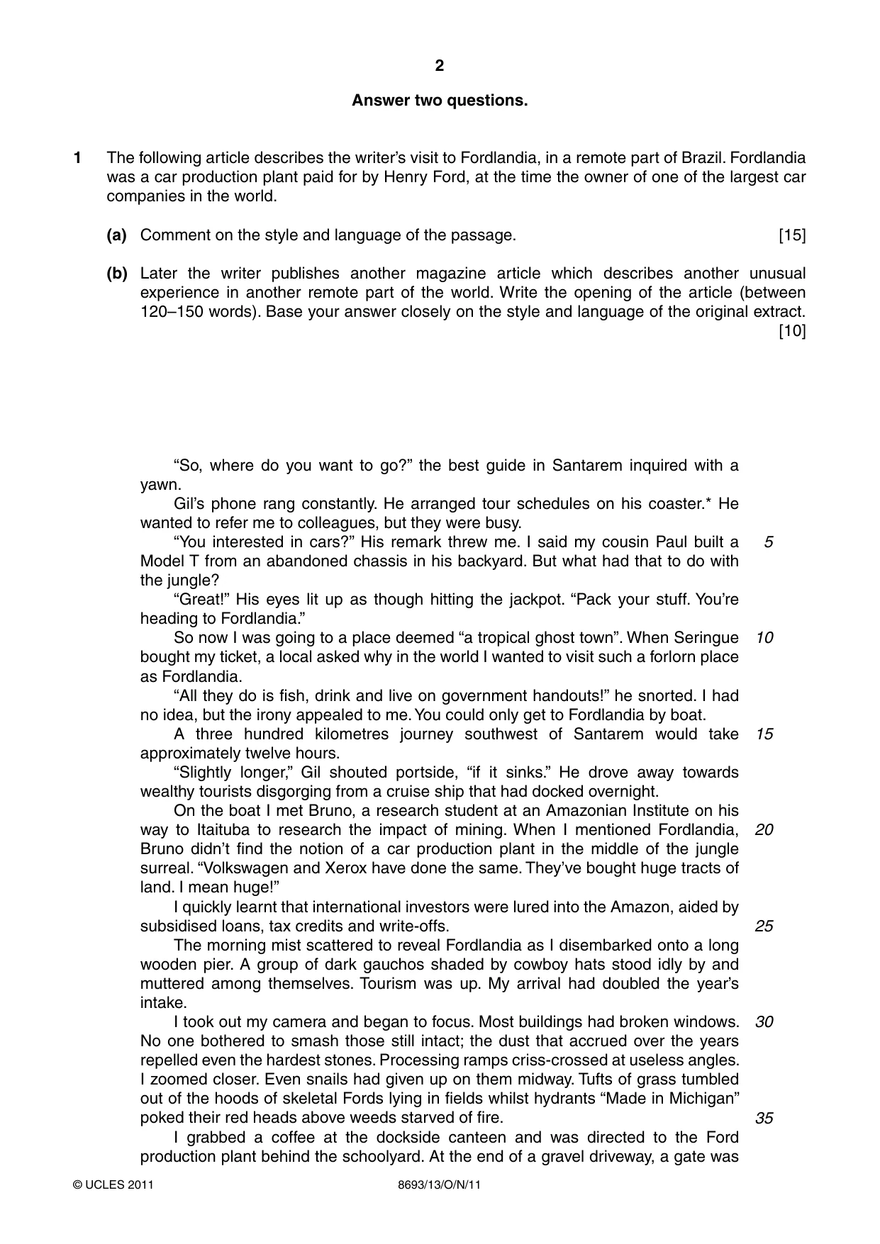 Cambridge A Level English - Language AS Level (until 2013) 8693 2011 Oct/Nov Paper 1 · Variant 3 question paper, page 2 of 8