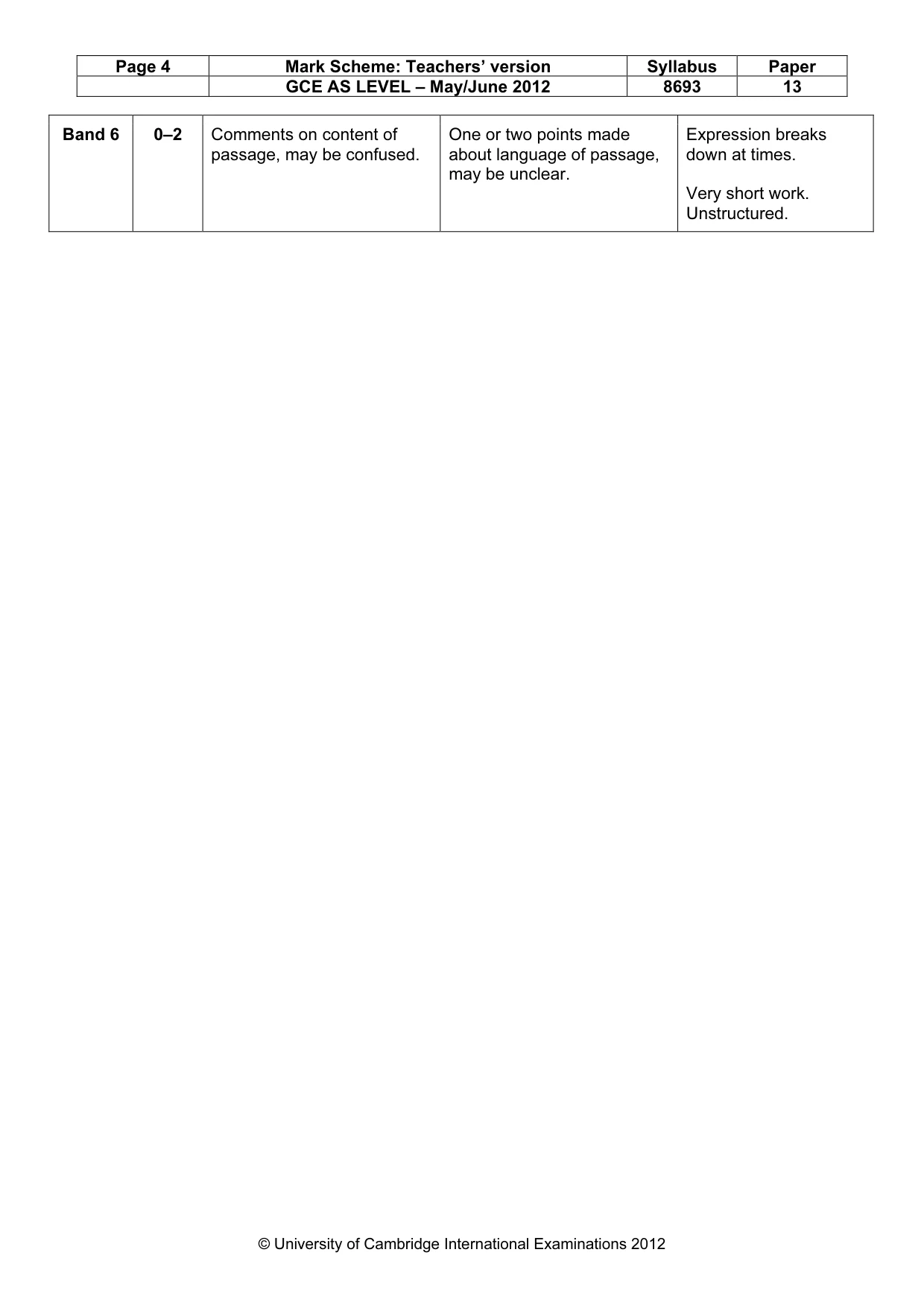 Mark scheme, page 4 of 5