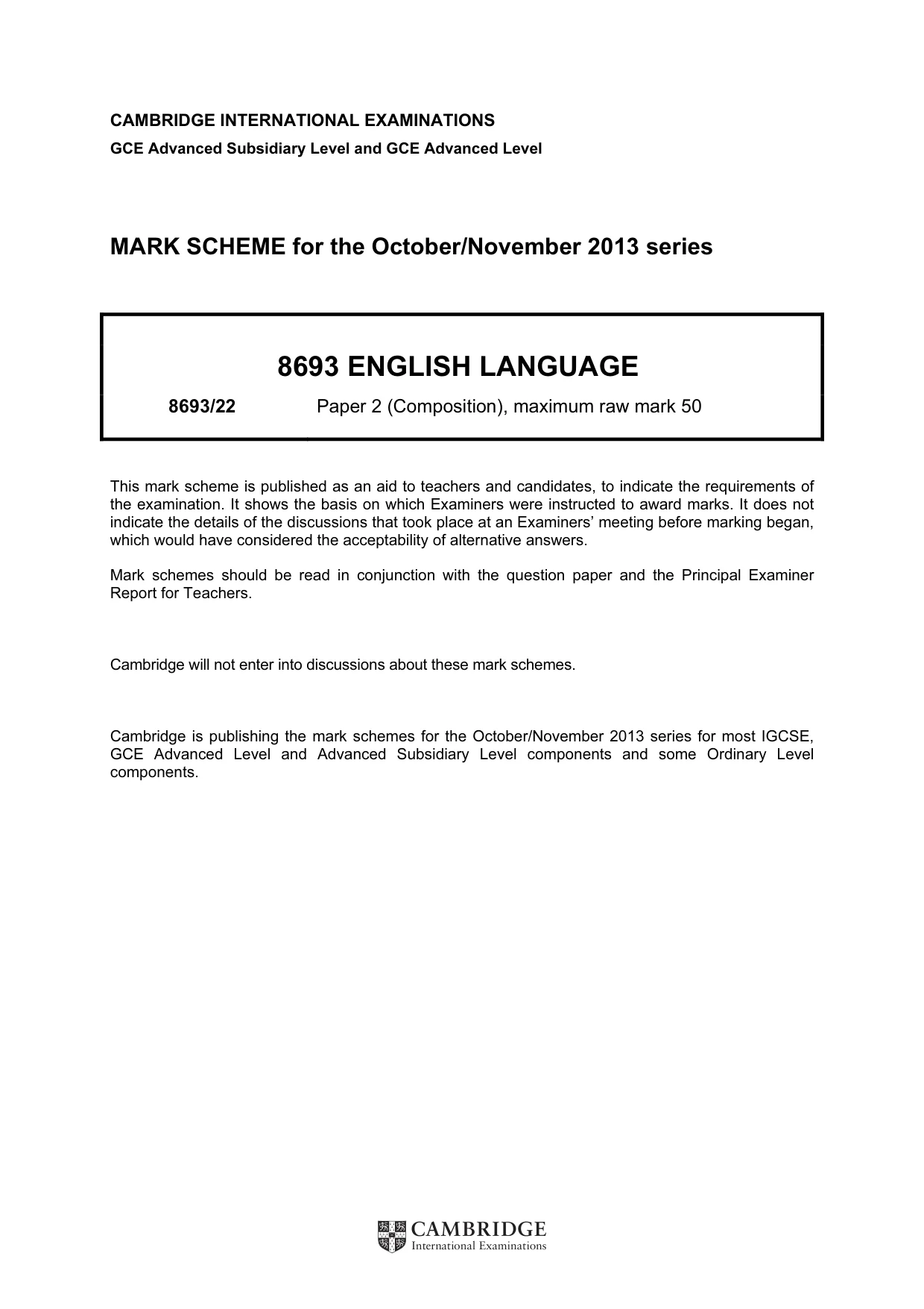 Mark scheme, page 1 of 5