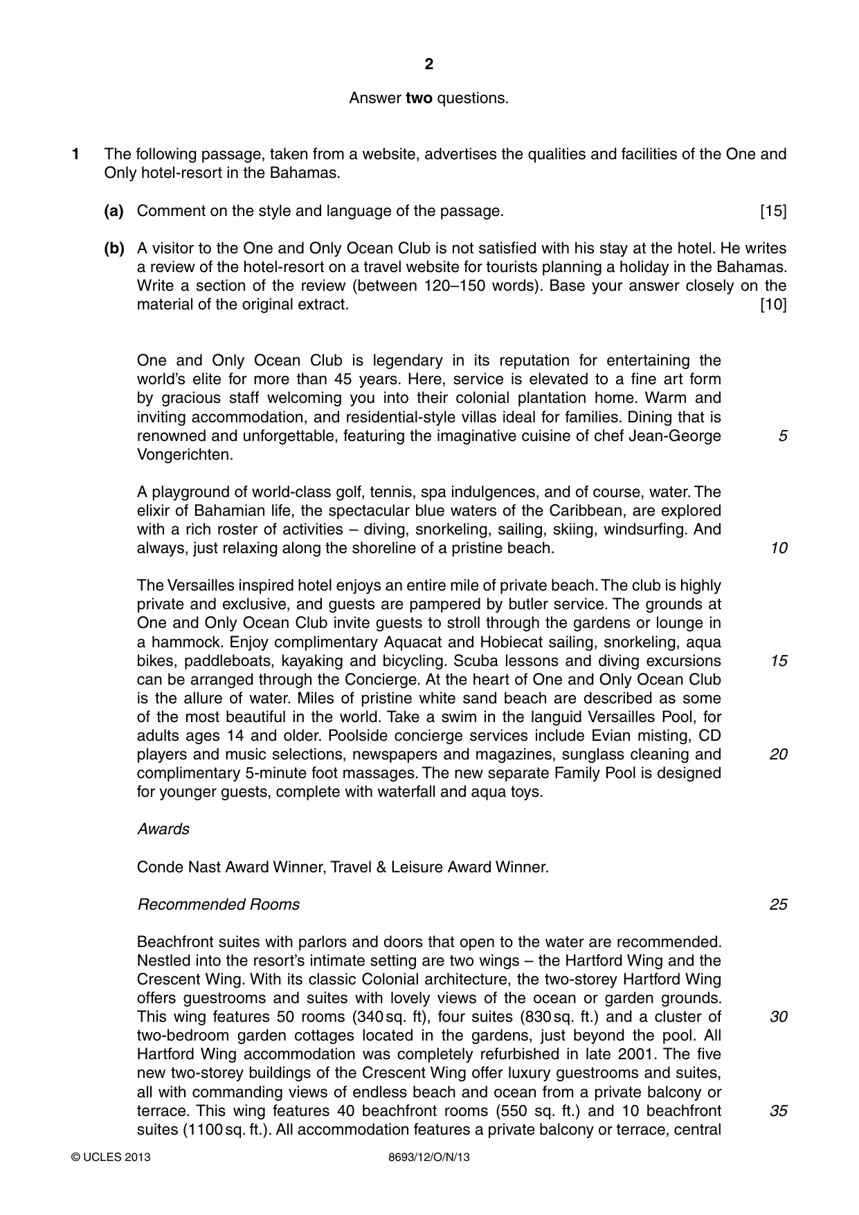 Cambridge A Level English - Language AS Level (until 2013) 8693 2013 Oct/Nov Paper 1 · Variant 2 question paper, page 2 of 8