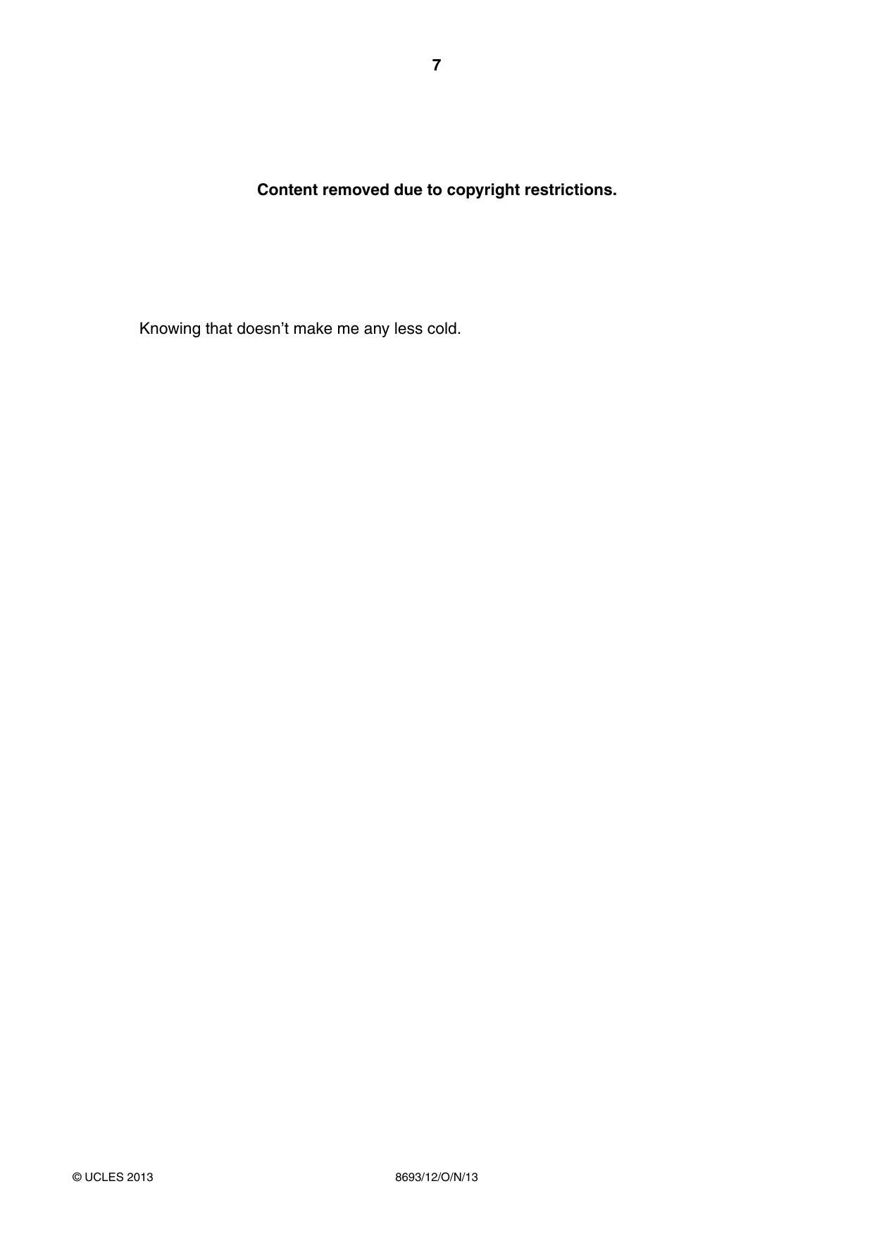Cambridge A Level English - Language AS Level (until 2013) 8693 2013 Oct/Nov Paper 1 · Variant 2 question paper, page 7 of 8