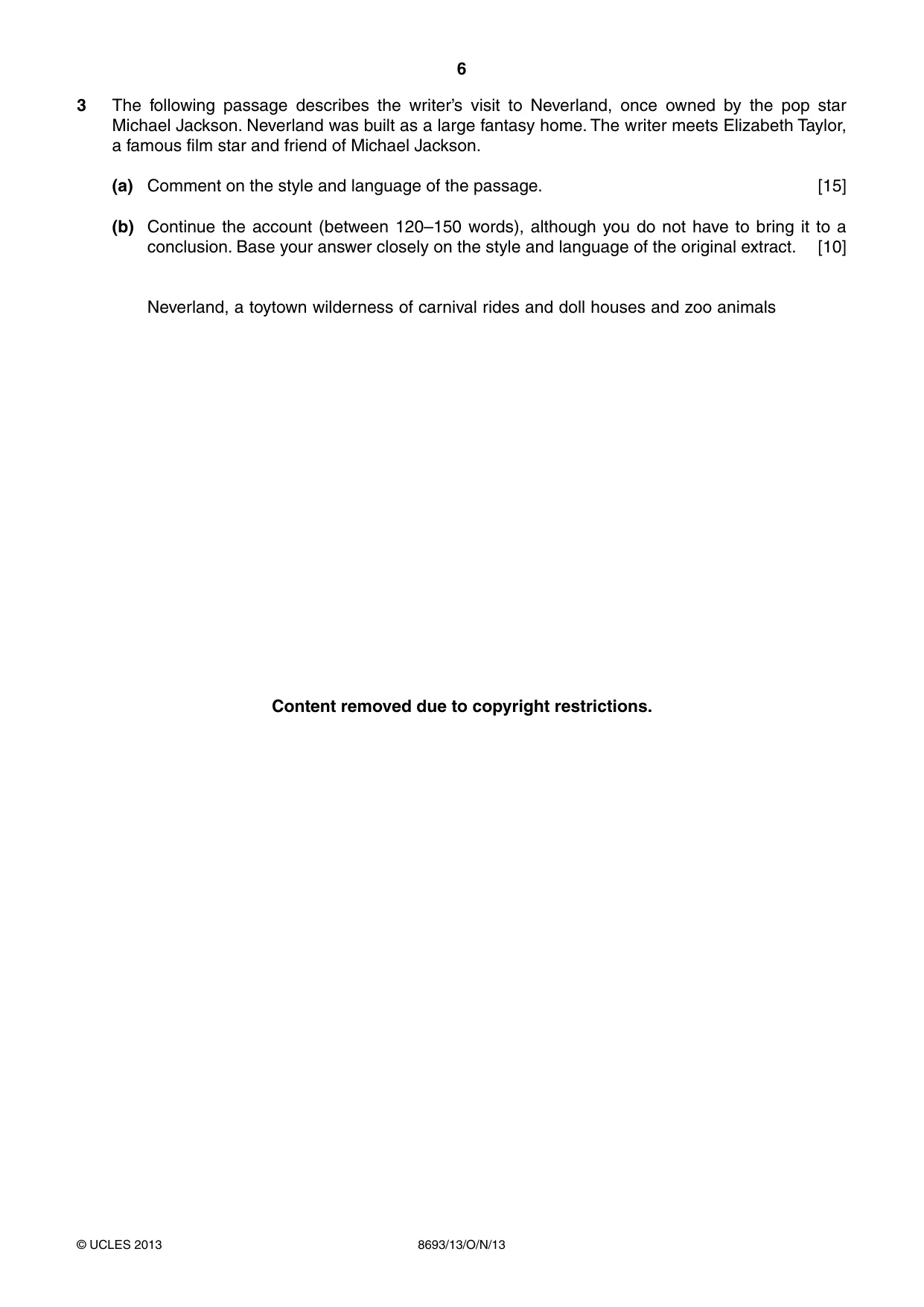 Cambridge A Level English - Language AS Level (until 2013) 8693 2013 Oct/Nov Paper 1 · Variant 3 question paper, page 6 of 8