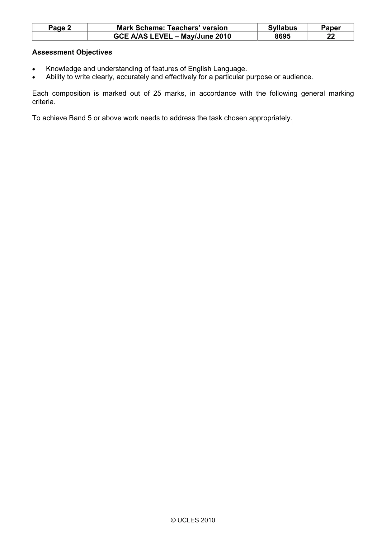 Mark scheme, page 2 of 4