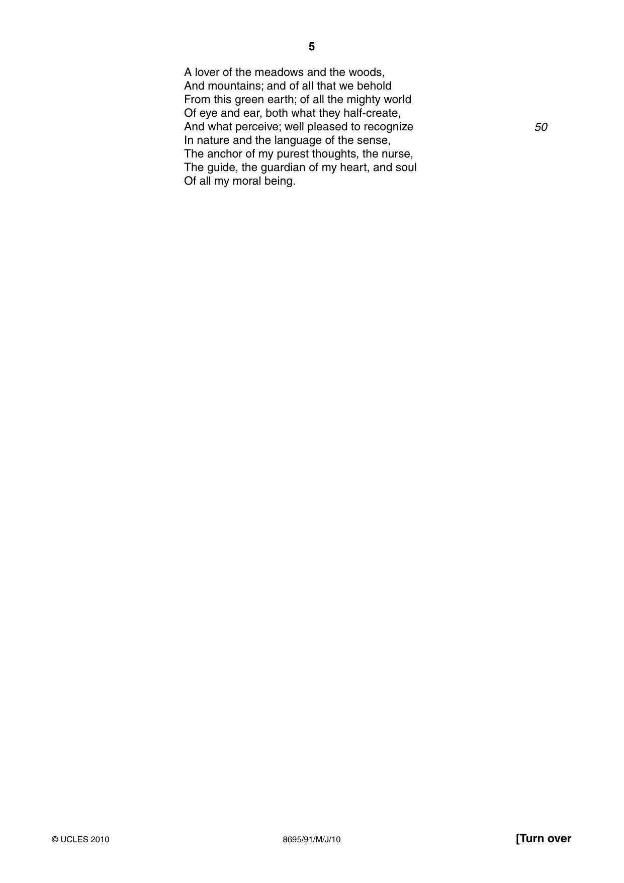 Cambridge A Level English - Language and Literature (AS Level only, from 2016) 8695 2010 May/June Paper 9 · Variant 1 question paper, page 5 of 16