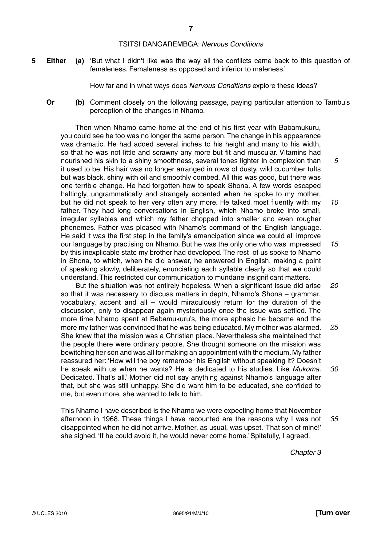 Cambridge A Level English - Language and Literature (AS Level only, from 2016) 8695 2010 May/June Paper 9 · Variant 1 question paper, page 7 of 16