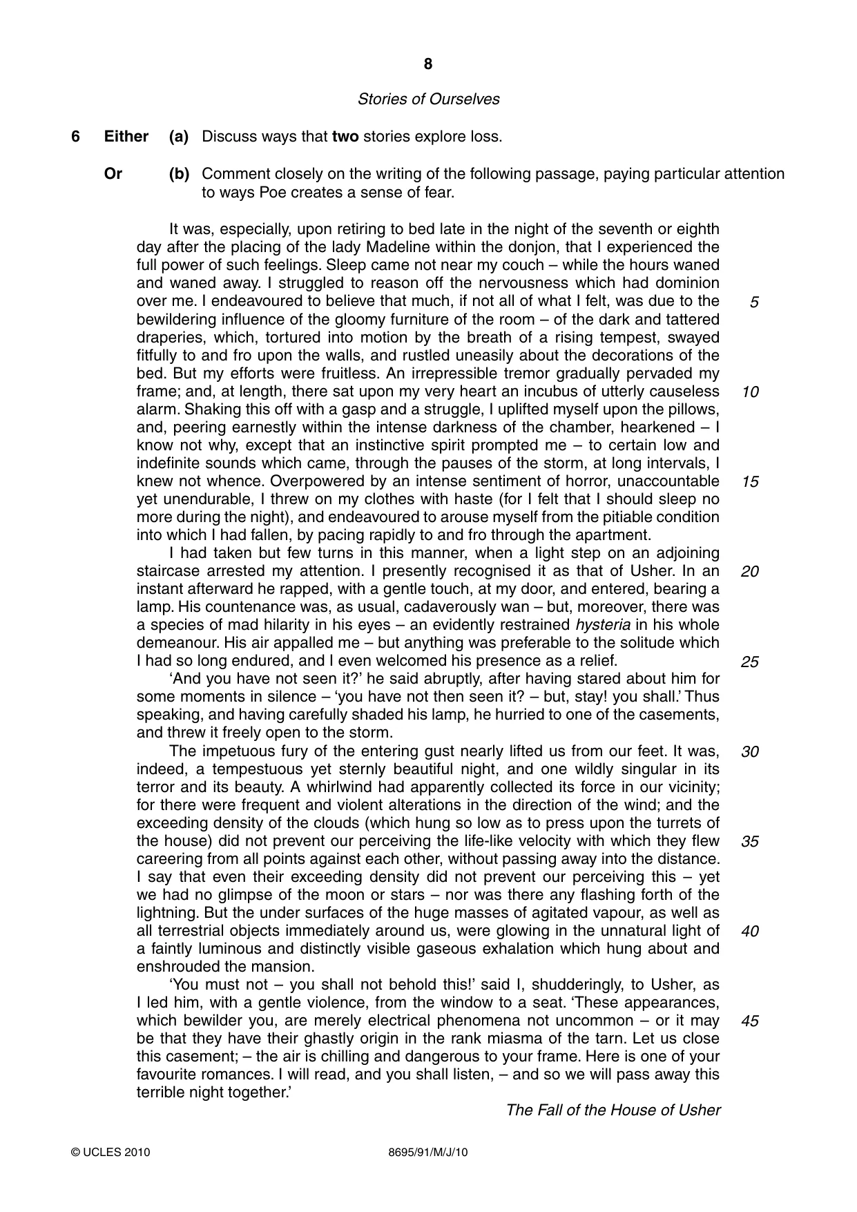 Cambridge A Level English - Language and Literature (AS Level only, from 2016) 8695 2010 May/June Paper 9 · Variant 1 question paper, page 8 of 16