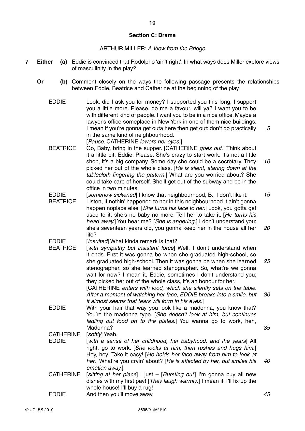 Cambridge A Level English - Language and Literature (AS Level only, from 2016) 8695 2010 May/June Paper 9 · Variant 1 question paper, page 10 of 16