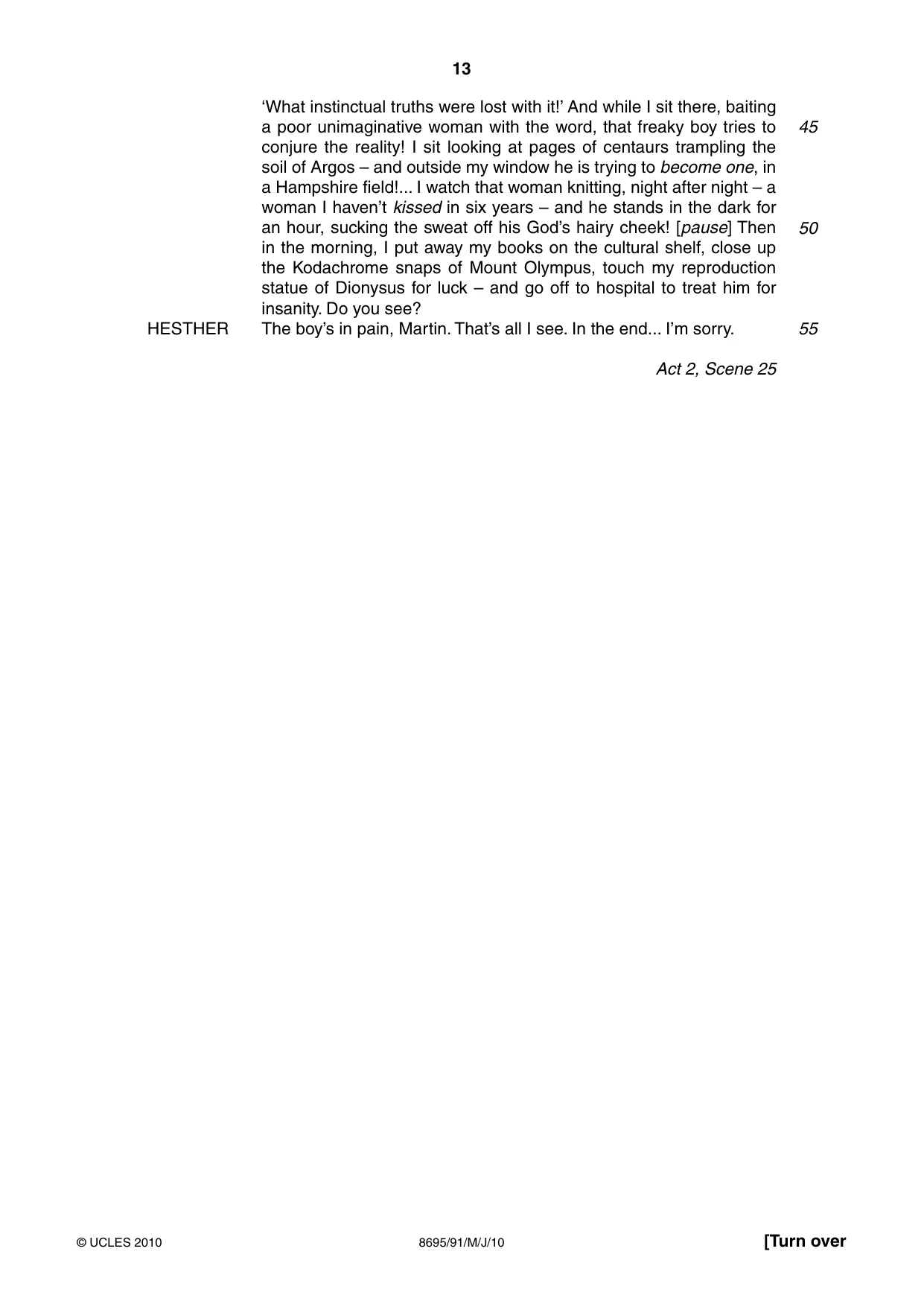 Cambridge A Level English - Language and Literature (AS Level only, from 2016) 8695 2010 May/June Paper 9 · Variant 1 question paper, page 13 of 16