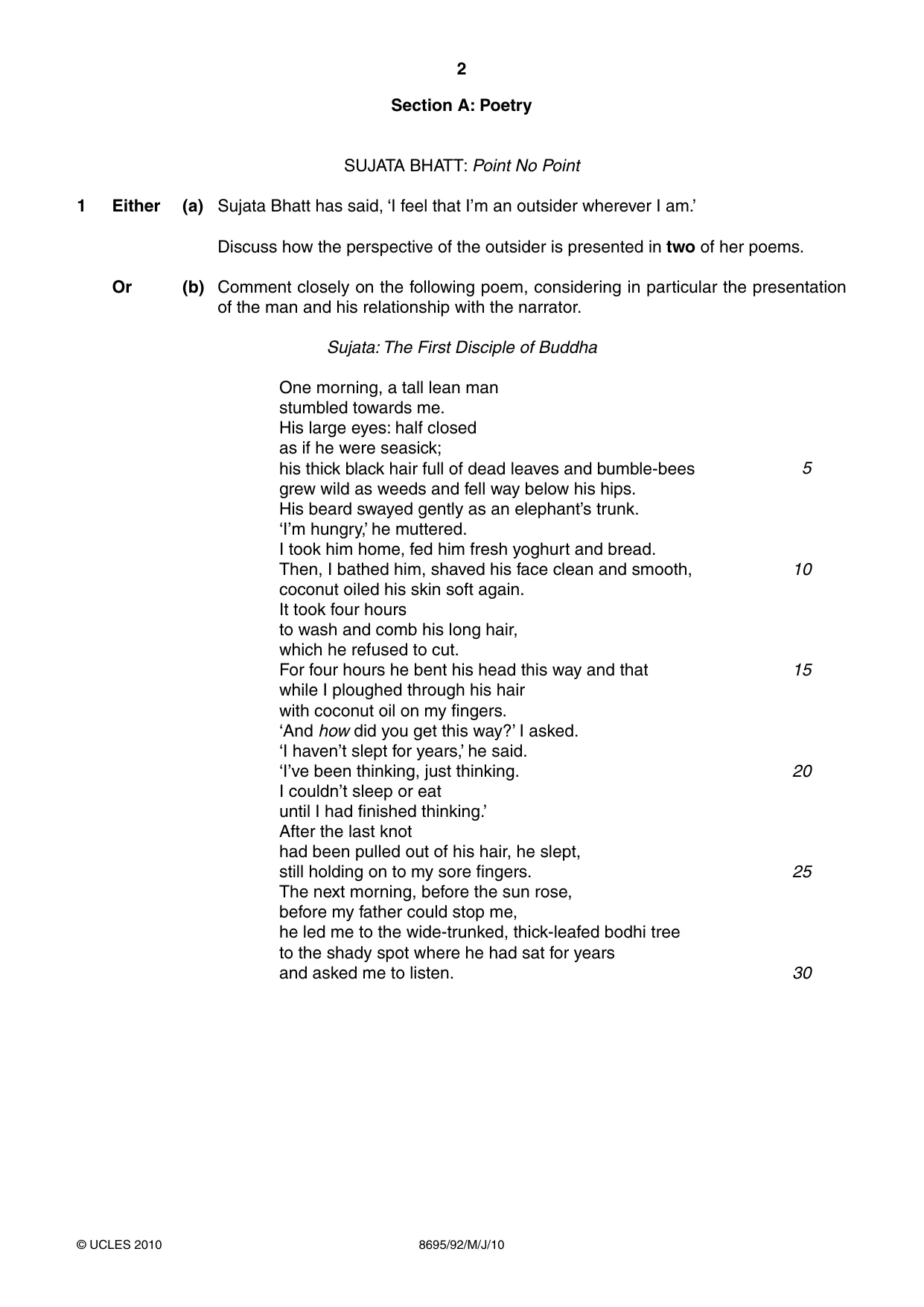 Cambridge A Level English - Language and Literature (AS Level only, from 2016) 8695 2010 May/June Paper 9 · Variant 2 question paper, page 2 of 20