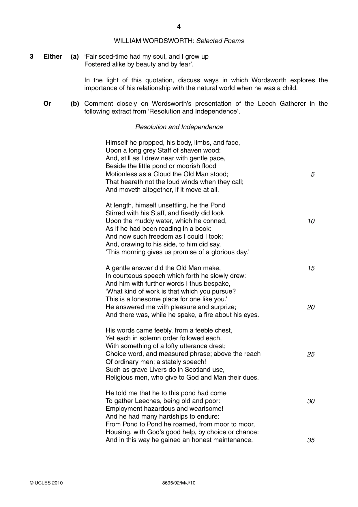Cambridge A Level English - Language and Literature (AS Level only, from 2016) 8695 2010 May/June Paper 9 · Variant 2 question paper, page 4 of 20