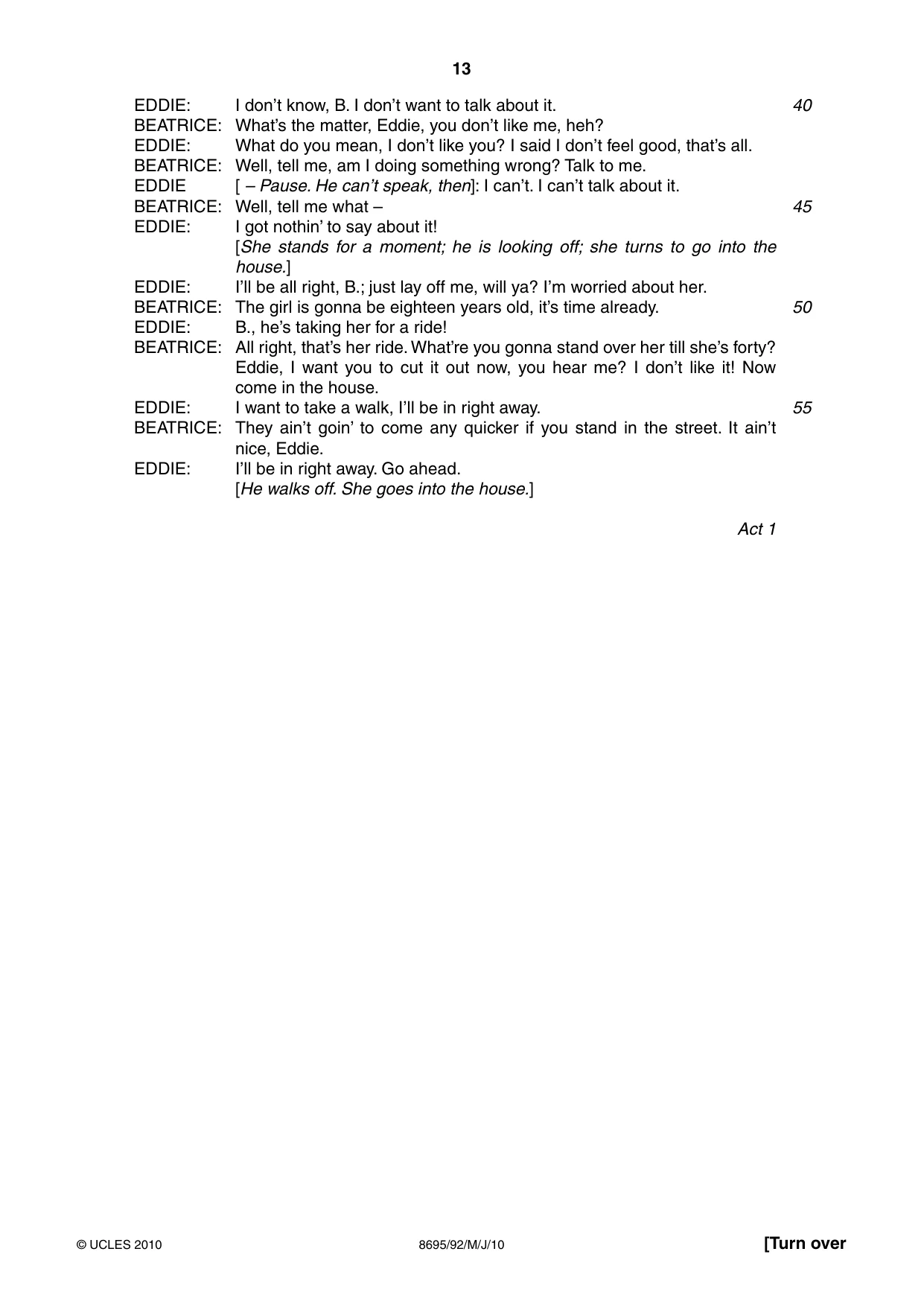 Cambridge A Level English - Language and Literature (AS Level only, from 2016) 8695 2010 May/June Paper 9 · Variant 2 question paper, page 13 of 20