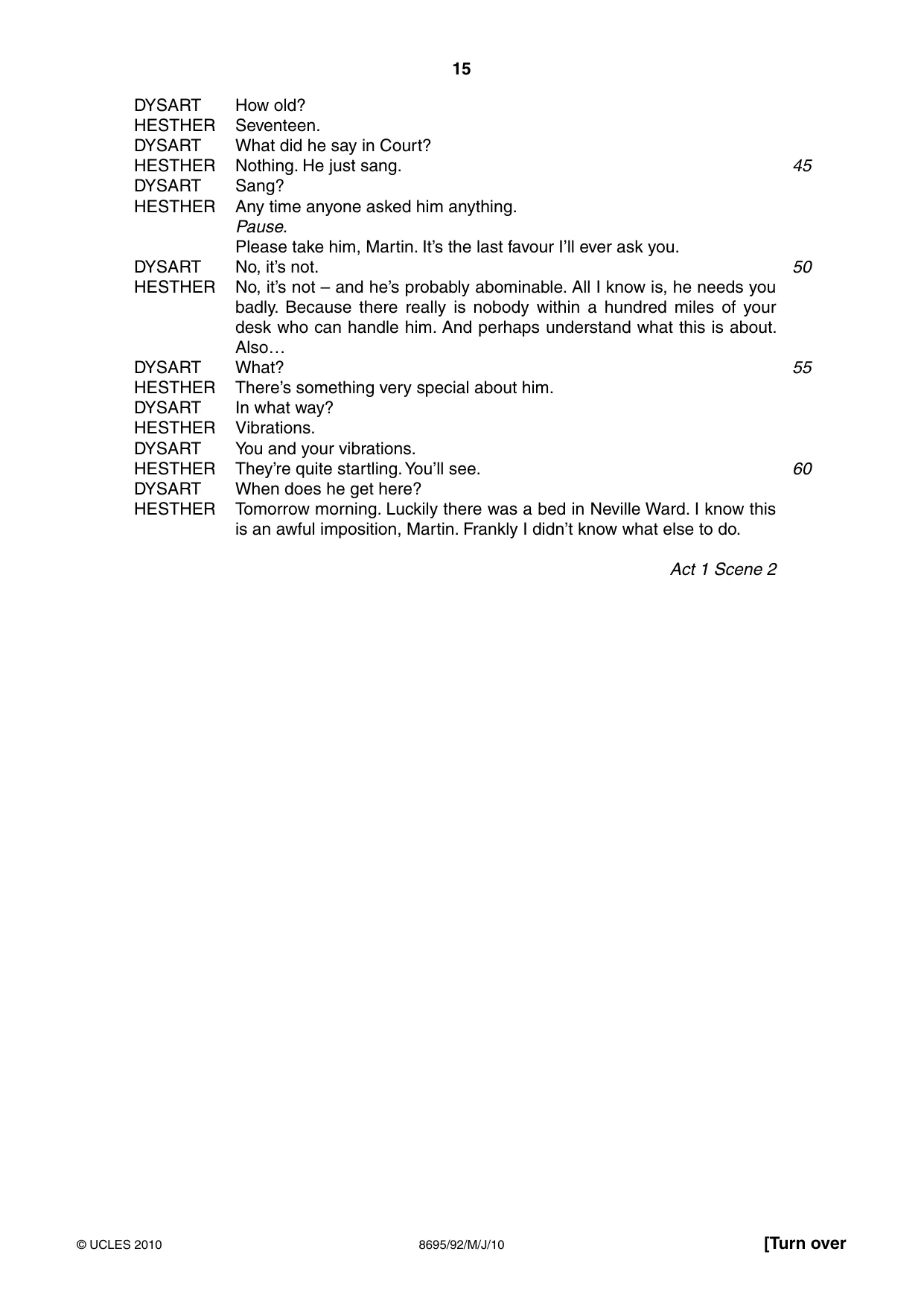 Cambridge A Level English - Language and Literature (AS Level only, from 2016) 8695 2010 May/June Paper 9 · Variant 2 question paper, page 15 of 20