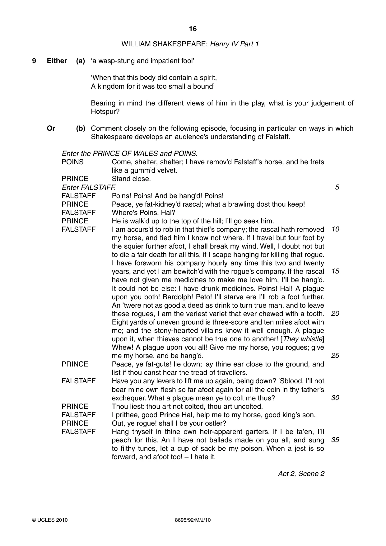 Cambridge A Level English - Language and Literature (AS Level only, from 2016) 8695 2010 May/June Paper 9 · Variant 2 question paper, page 16 of 20