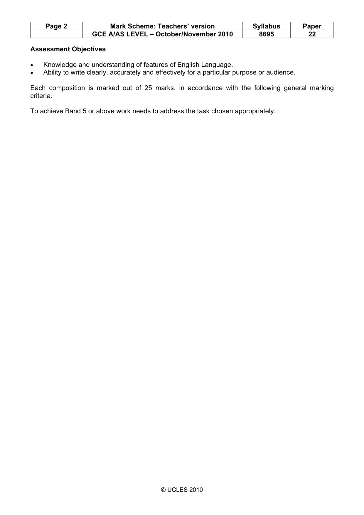 Mark scheme, page 2 of 4