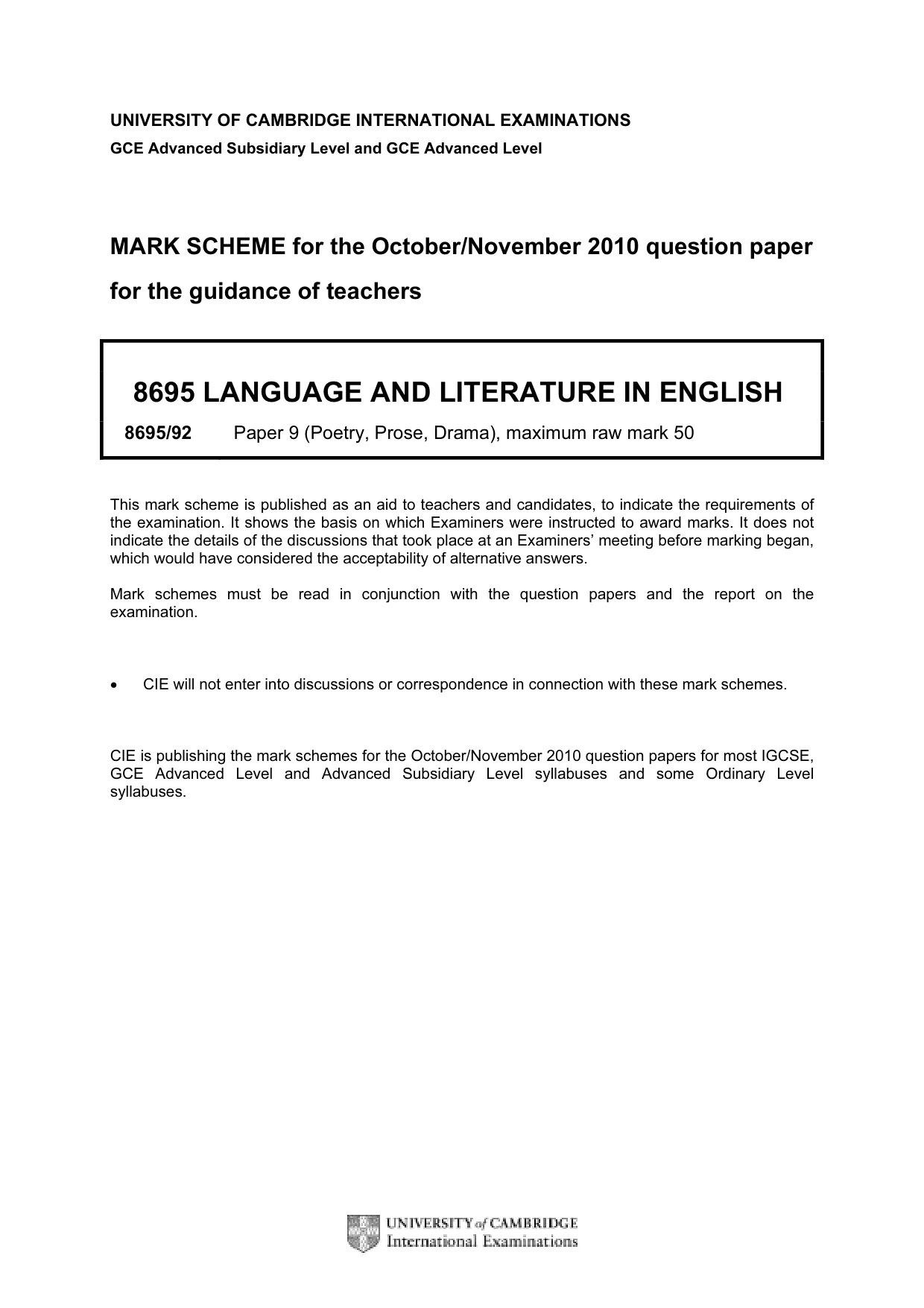 Mark scheme, page 1 of 5