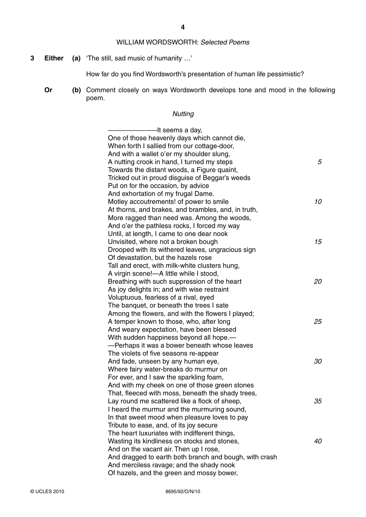 Cambridge A Level English - Language and Literature (AS Level only, from 2016) 8695 2010 Oct/Nov Paper 9 · Variant 2 question paper, page 4 of 16