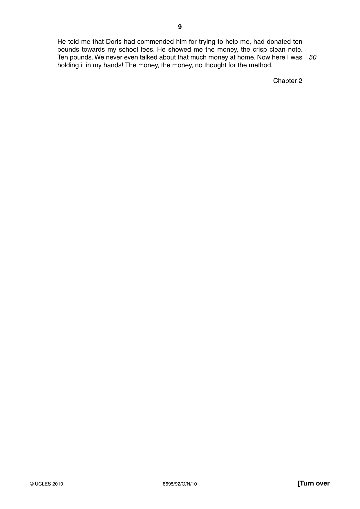 Cambridge A Level English - Language and Literature (AS Level only, from 2016) 8695 2010 Oct/Nov Paper 9 · Variant 2 question paper, page 9 of 16