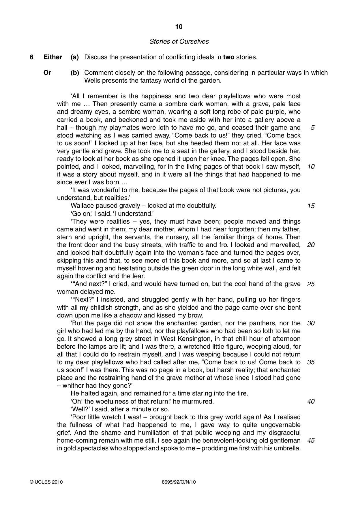 Cambridge A Level English - Language and Literature (AS Level only, from 2016) 8695 2010 Oct/Nov Paper 9 · Variant 2 question paper, page 10 of 16