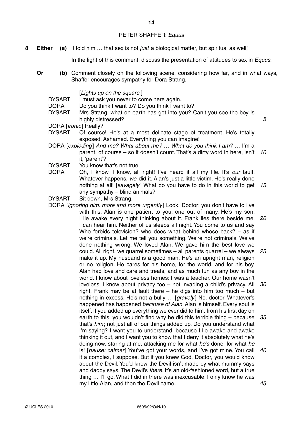 Cambridge A Level English - Language and Literature (AS Level only, from 2016) 8695 2010 Oct/Nov Paper 9 · Variant 2 question paper, page 14 of 16