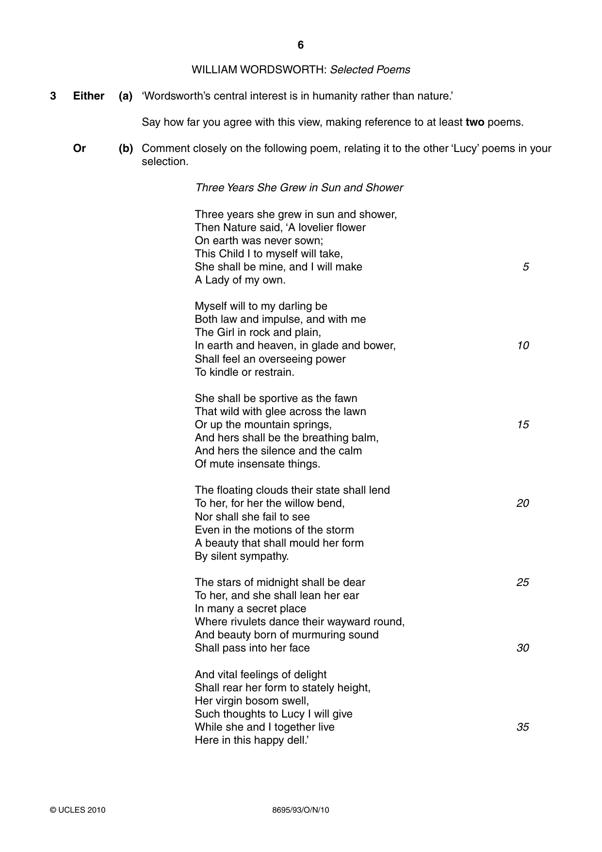 Cambridge A Level English - Language and Literature (AS Level only, from 2016) 8695 2010 Oct/Nov Paper 9 · Variant 3 question paper, page 6 of 20