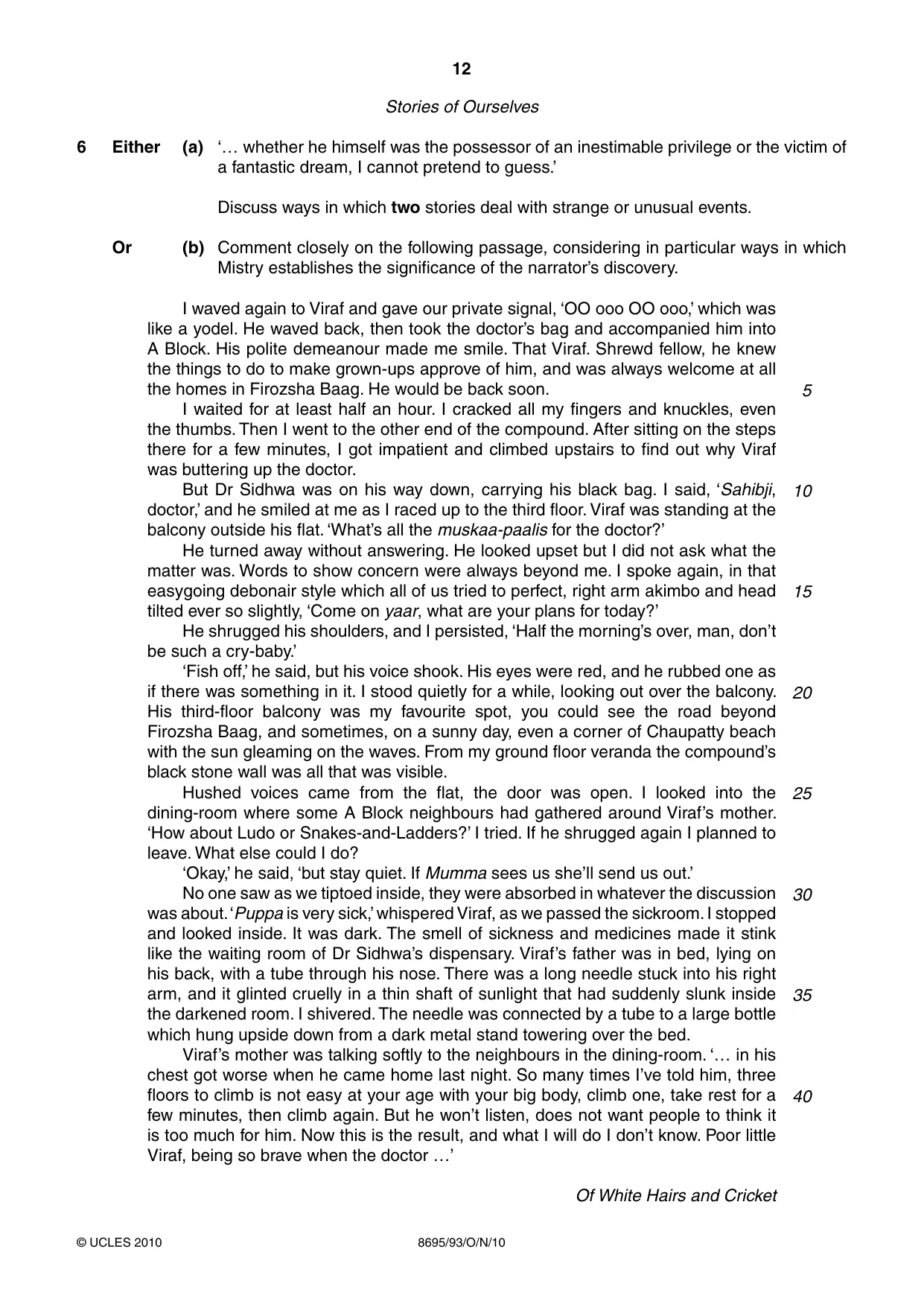Cambridge A Level English - Language and Literature (AS Level only, from 2016) 8695 2010 Oct/Nov Paper 9 · Variant 3 question paper, page 12 of 20