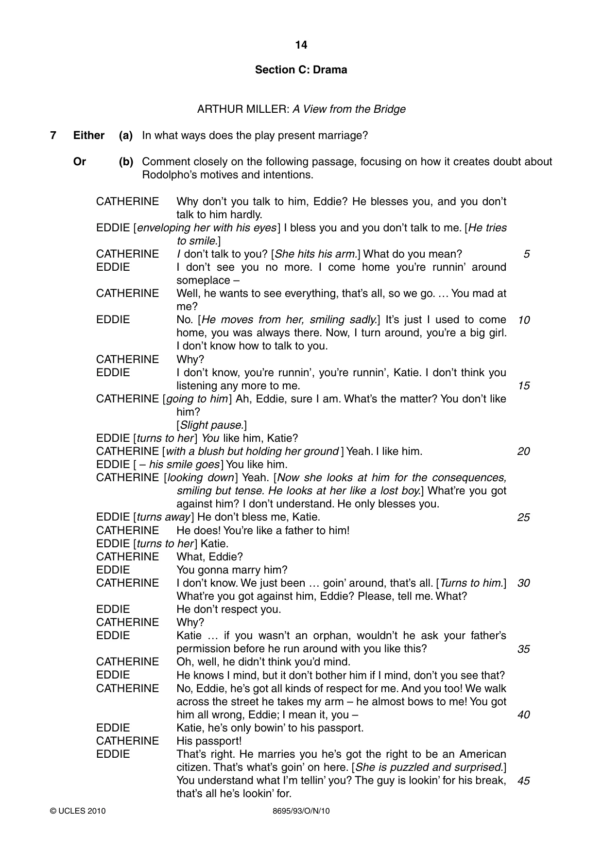 Cambridge A Level English - Language and Literature (AS Level only, from 2016) 8695 2010 Oct/Nov Paper 9 · Variant 3 question paper, page 14 of 20