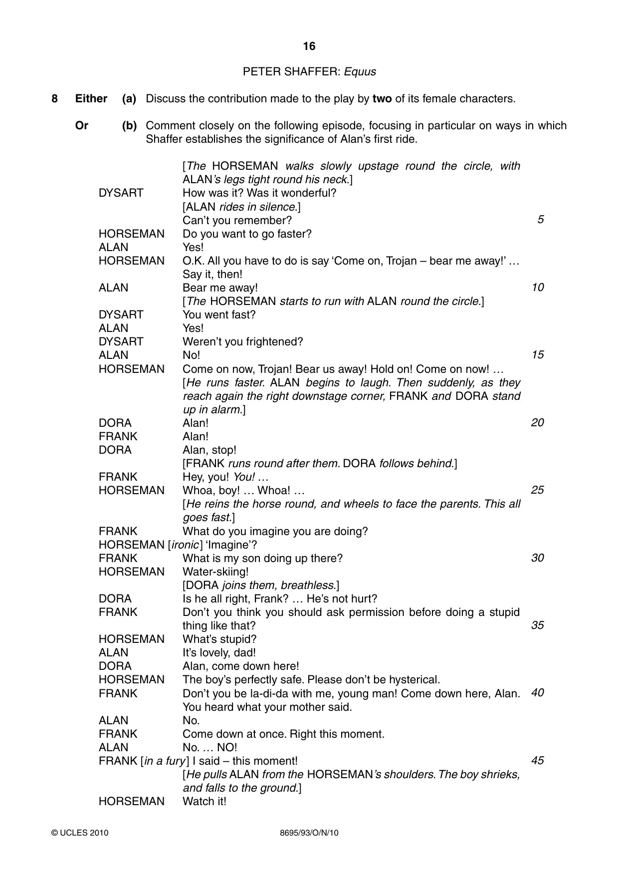 Cambridge A Level English - Language and Literature (AS Level only, from 2016) 8695 2010 Oct/Nov Paper 9 · Variant 3 question paper, page 16 of 20