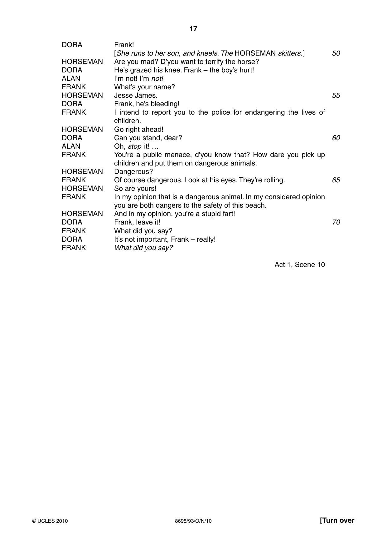 Cambridge A Level English - Language and Literature (AS Level only, from 2016) 8695 2010 Oct/Nov Paper 9 · Variant 3 question paper, page 17 of 20