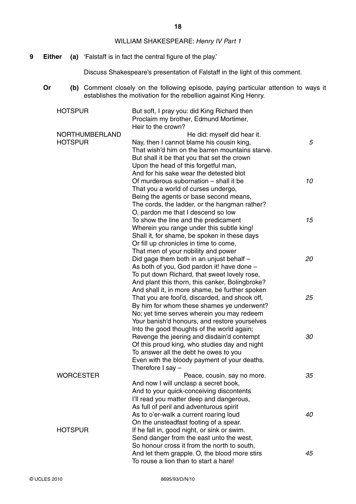 Cambridge A Level English - Language and Literature (AS Level only, from 2016) 8695 2010 Oct/Nov Paper 9 · Variant 3 question paper, page 18 of 20