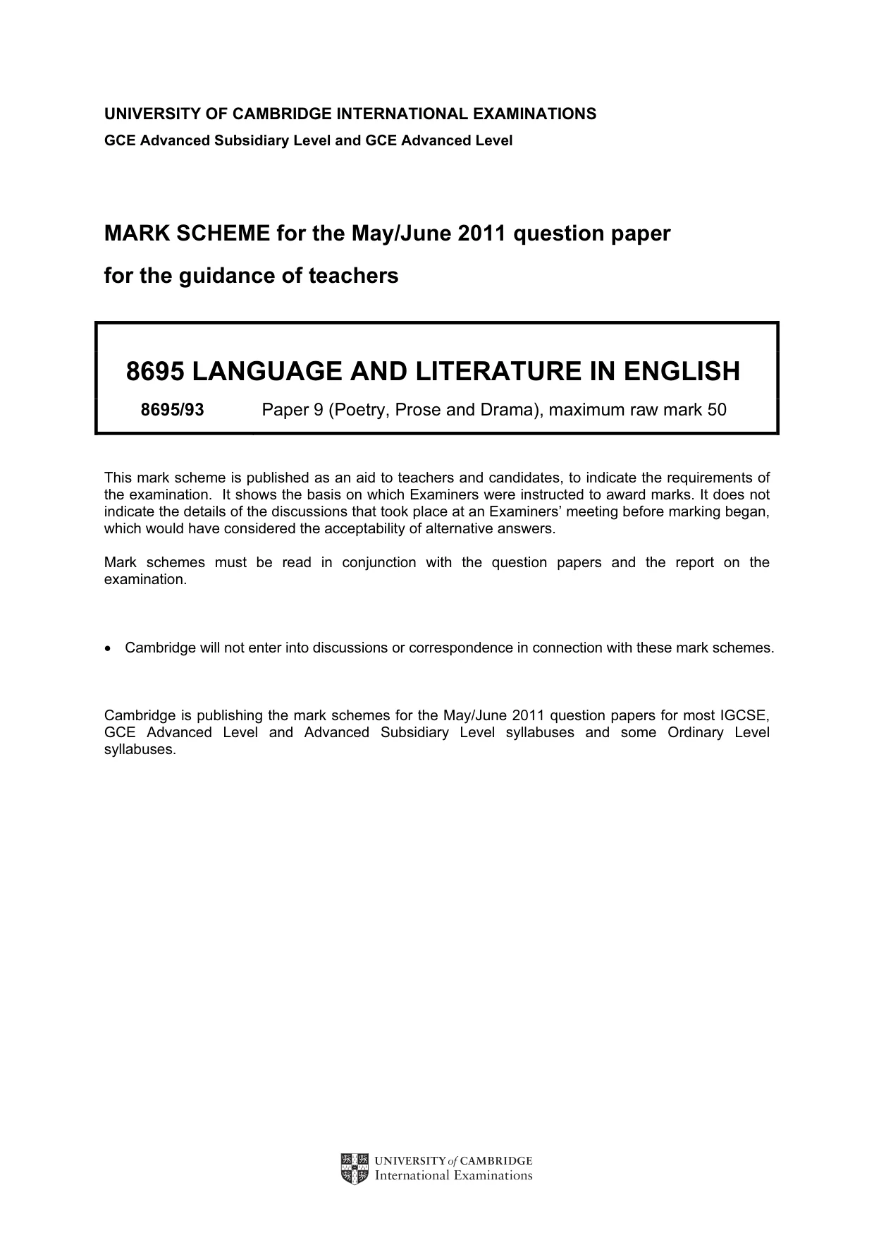 Mark scheme, page 1 of 5