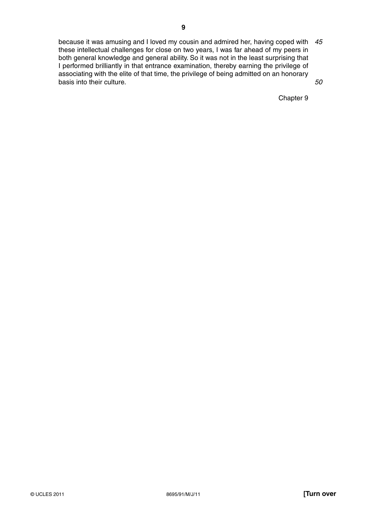 Cambridge A Level English - Language and Literature (AS Level only, from 2016) 8695 2011 May/June Paper 9 · Variant 1 question paper, page 9 of 20