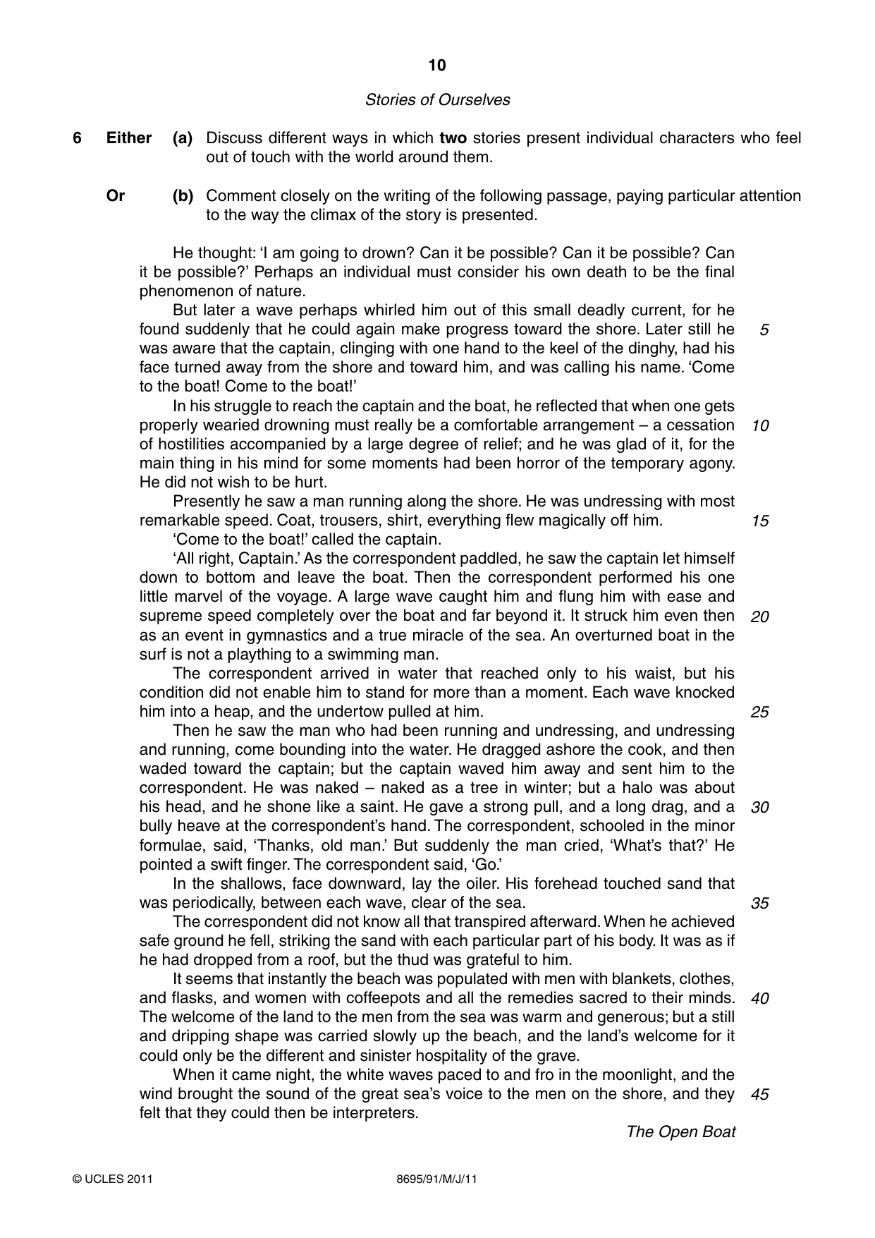 Cambridge A Level English - Language and Literature (AS Level only, from 2016) 8695 2011 May/June Paper 9 · Variant 1 question paper, page 10 of 20