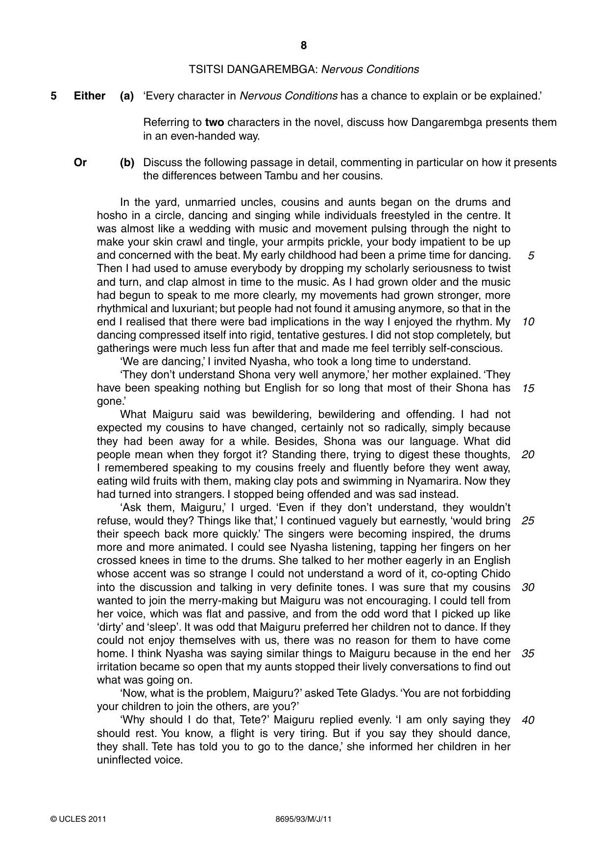 Cambridge A Level English - Language and Literature (AS Level only, from 2016) 8695 2011 May/June Paper 9 · Variant 3 question paper, page 8 of 20