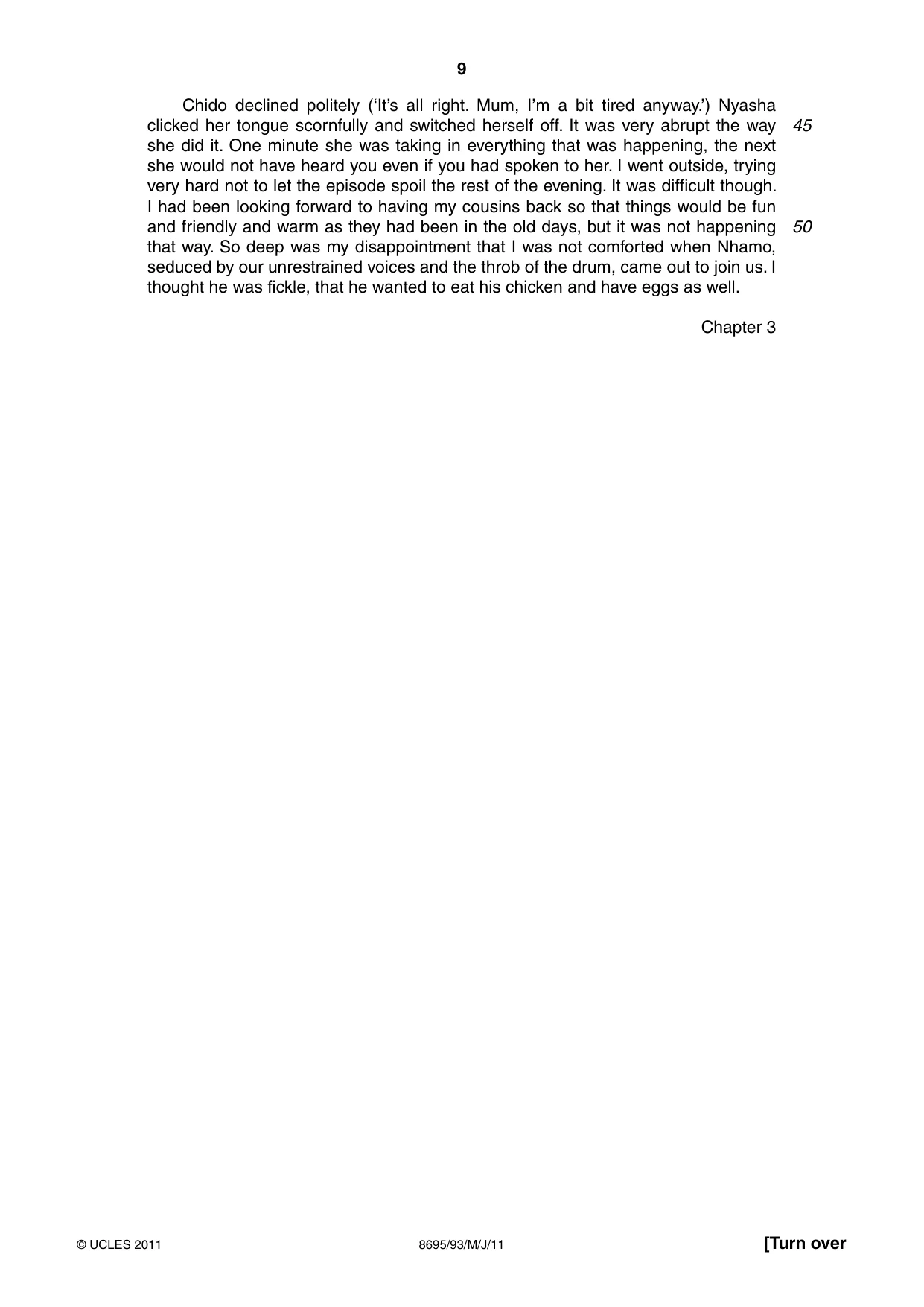 Cambridge A Level English - Language and Literature (AS Level only, from 2016) 8695 2011 May/June Paper 9 · Variant 3 question paper, page 9 of 20