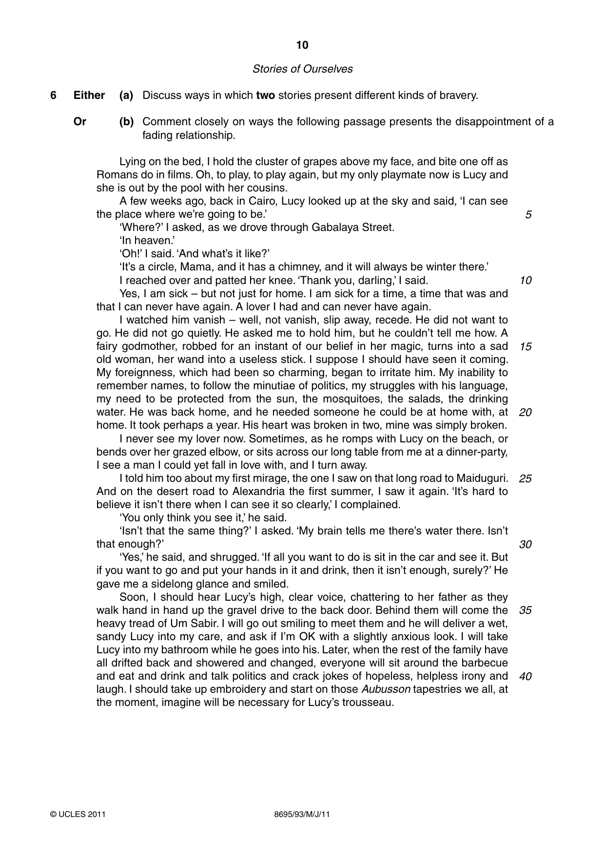 Cambridge A Level English - Language and Literature (AS Level only, from 2016) 8695 2011 May/June Paper 9 · Variant 3 question paper, page 10 of 20