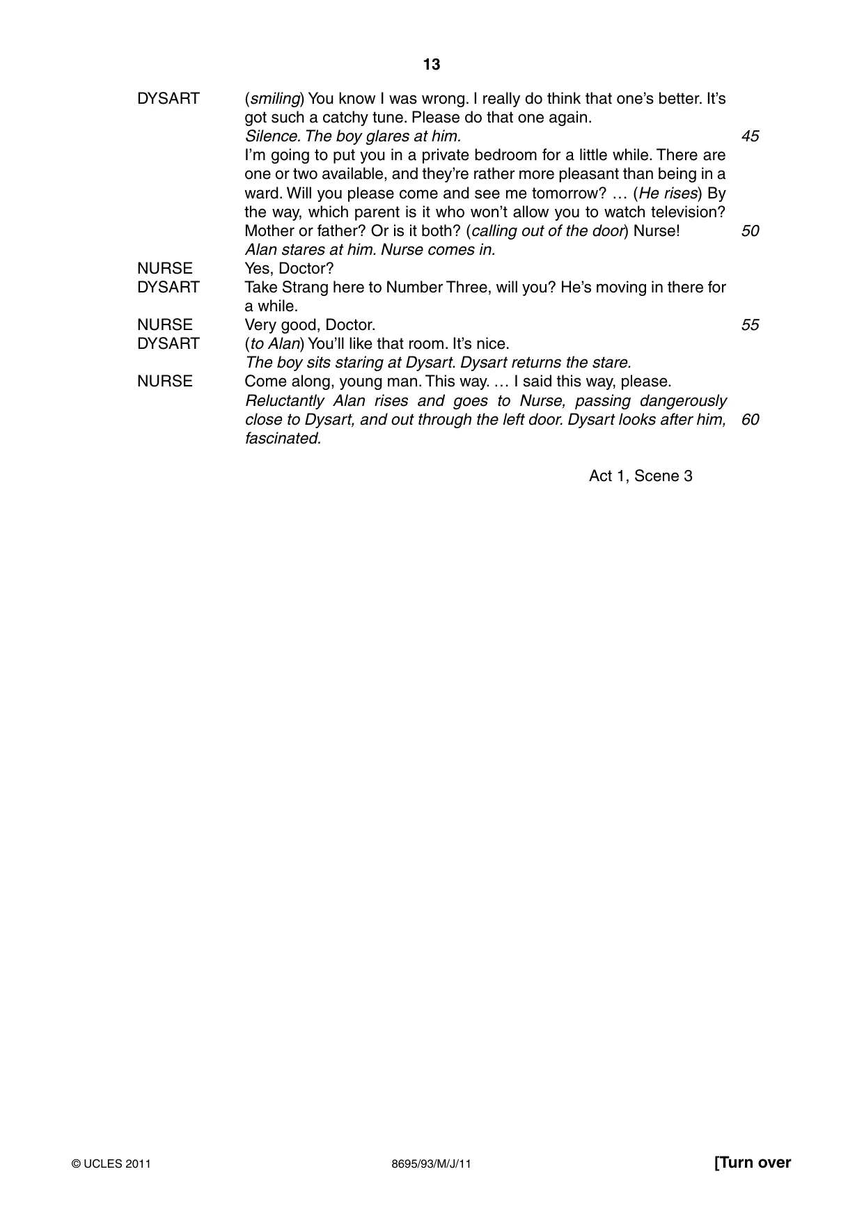 Cambridge A Level English - Language and Literature (AS Level only, from 2016) 8695 2011 May/June Paper 9 · Variant 3 question paper, page 13 of 20