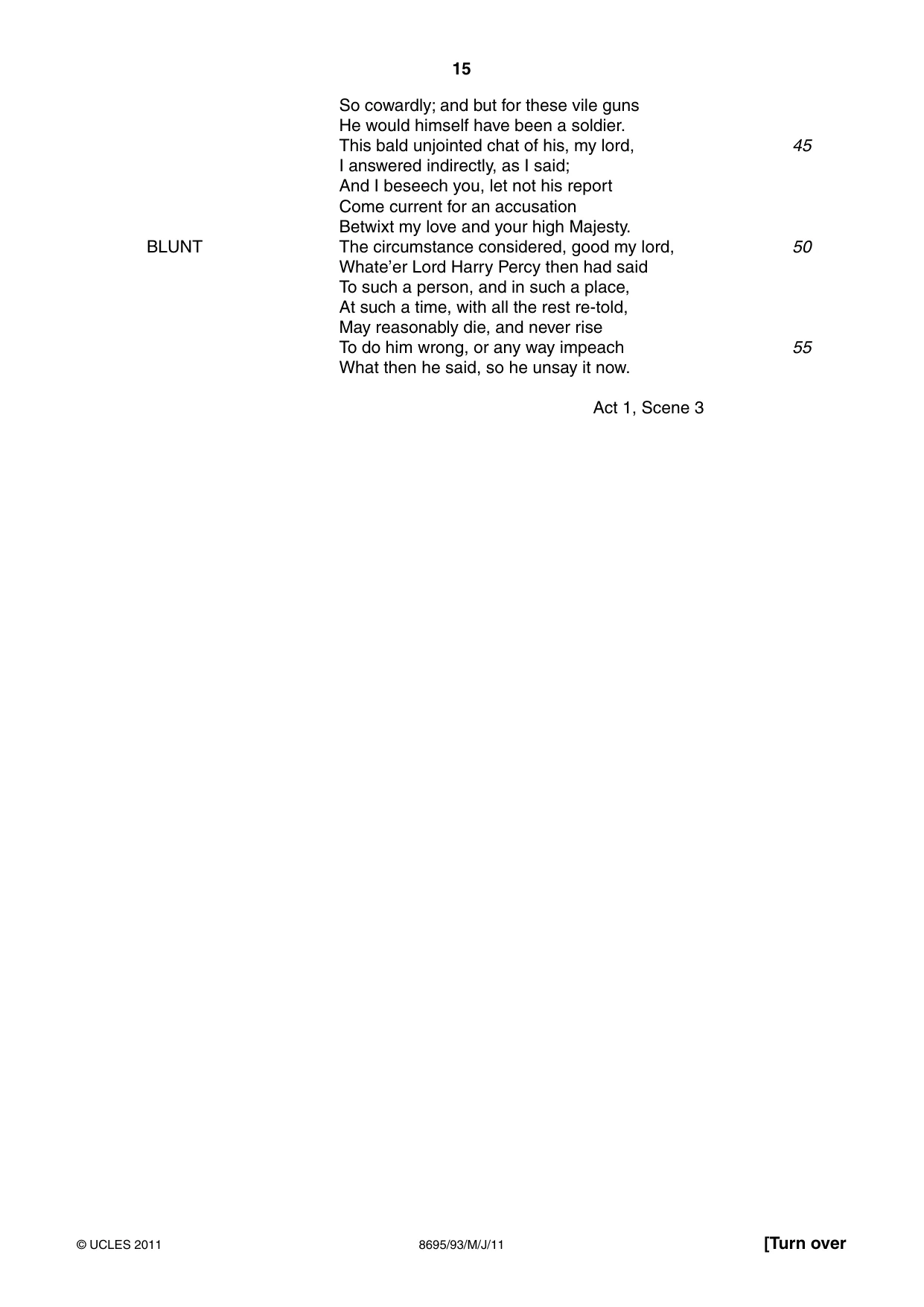 Cambridge A Level English - Language and Literature (AS Level only, from 2016) 8695 2011 May/June Paper 9 · Variant 3 question paper, page 15 of 20