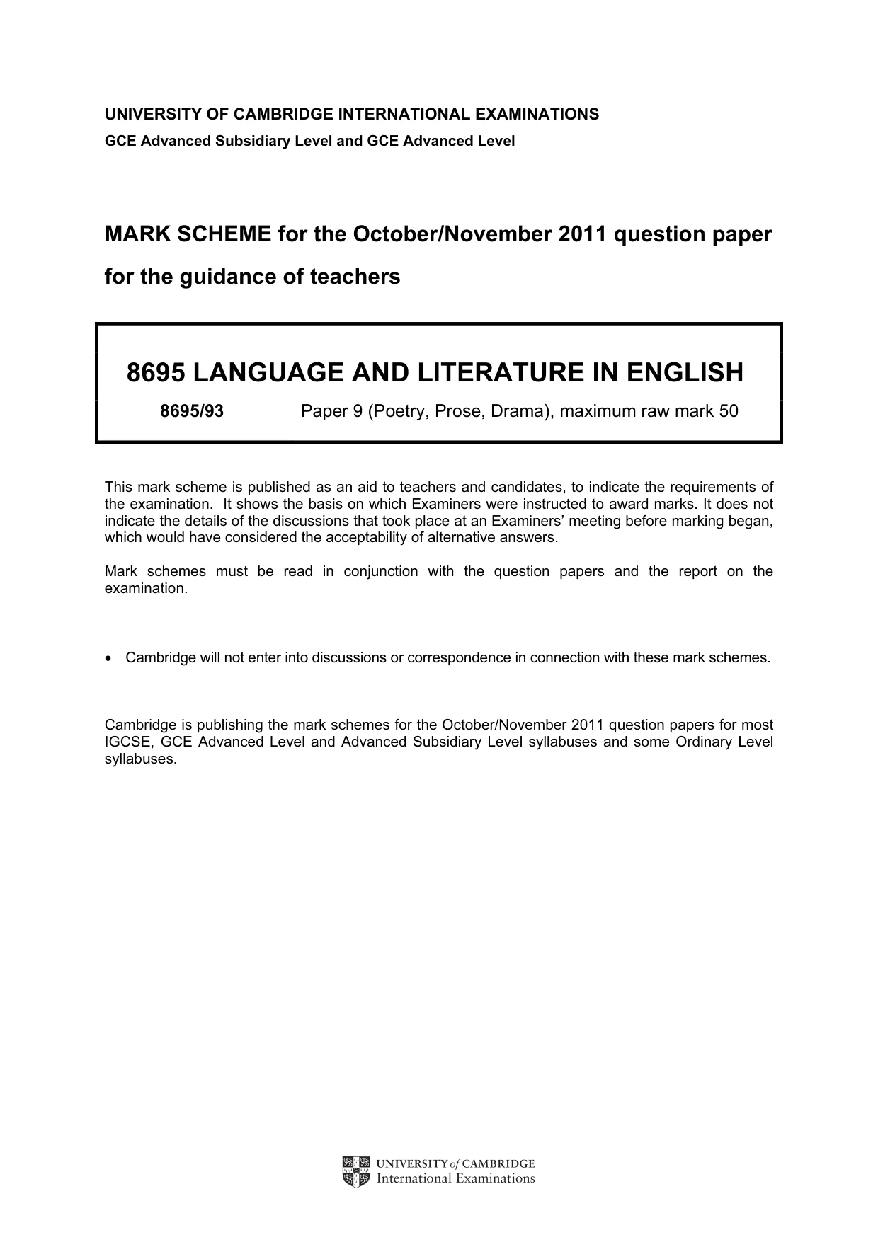 Mark scheme, page 1 of 5