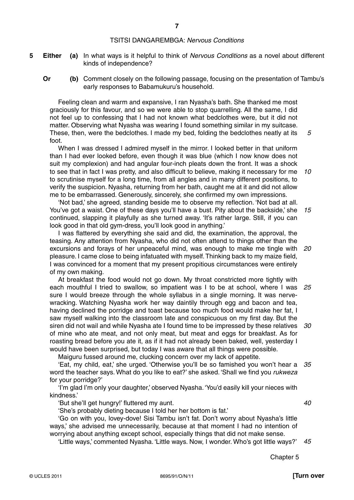 Cambridge A Level English - Language and Literature (AS Level only, from 2016) 8695 2011 Oct/Nov Paper 9 · Variant 1 question paper, page 7 of 15