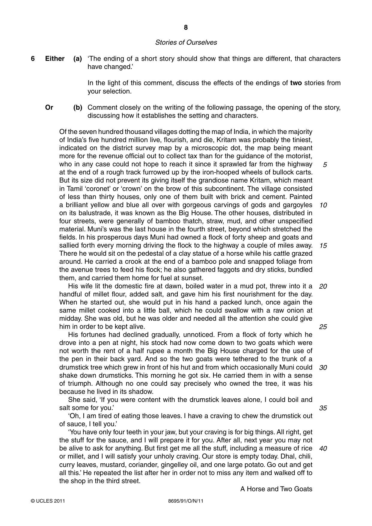 Cambridge A Level English - Language and Literature (AS Level only, from 2016) 8695 2011 Oct/Nov Paper 9 · Variant 1 question paper, page 8 of 15