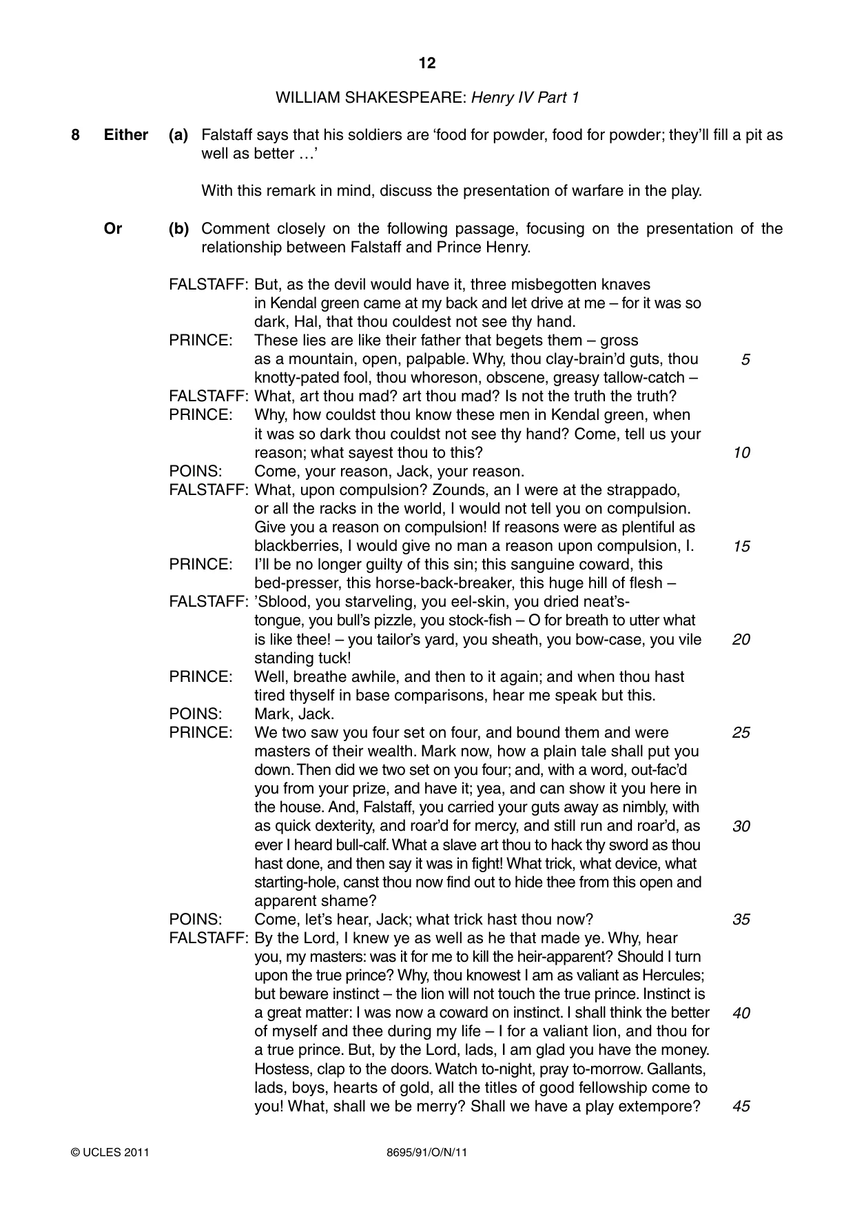Cambridge A Level English - Language and Literature (AS Level only, from 2016) 8695 2011 Oct/Nov Paper 9 · Variant 1 question paper, page 12 of 15