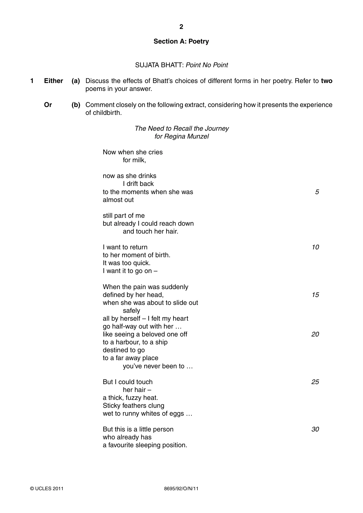 Cambridge A Level English - Language and Literature (AS Level only, from 2016) 8695 2011 Oct/Nov Paper 9 · Variant 2 question paper, page 2 of 17