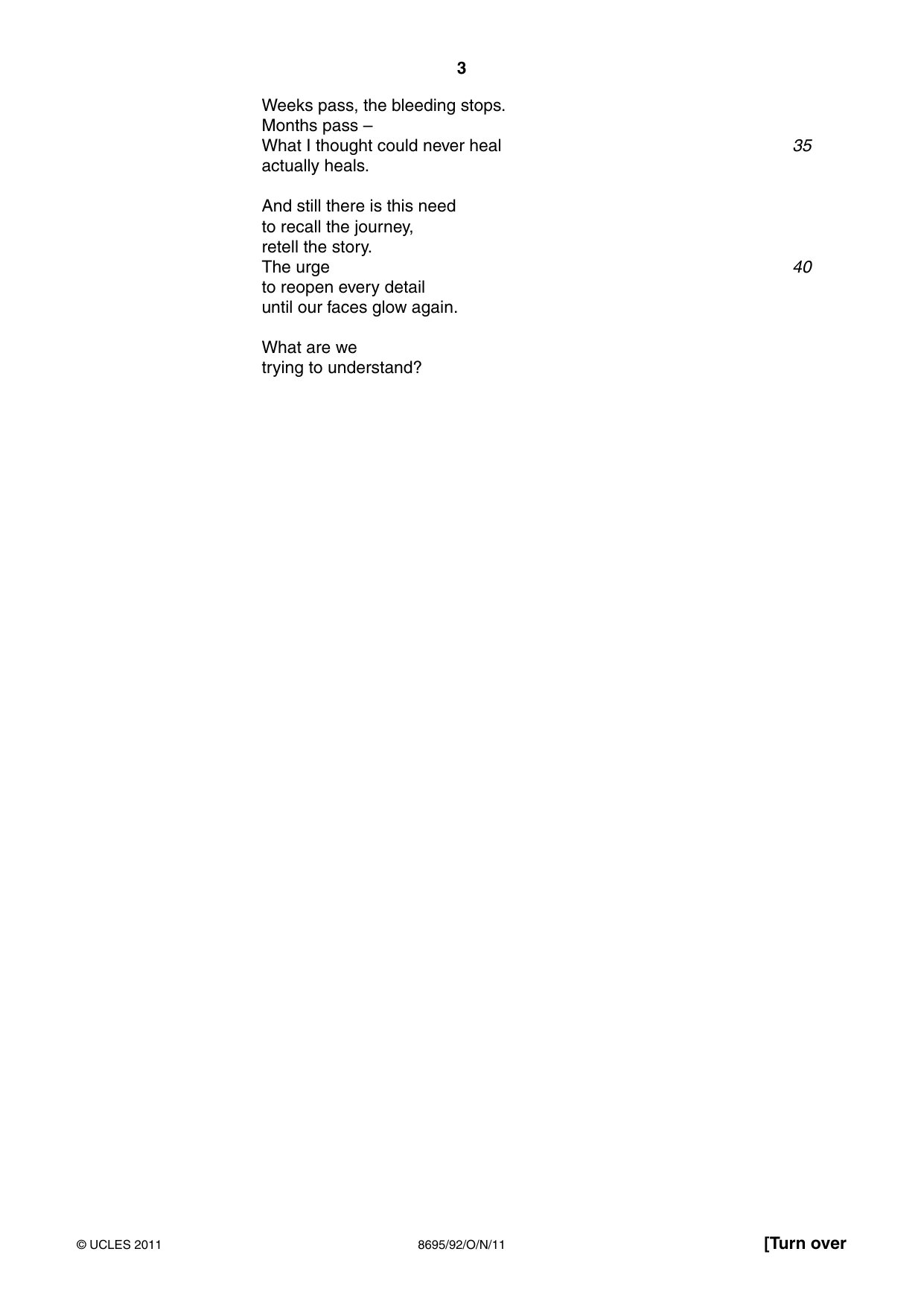Cambridge A Level English - Language and Literature (AS Level only, from 2016) 8695 2011 Oct/Nov Paper 9 · Variant 2 question paper, page 3 of 17