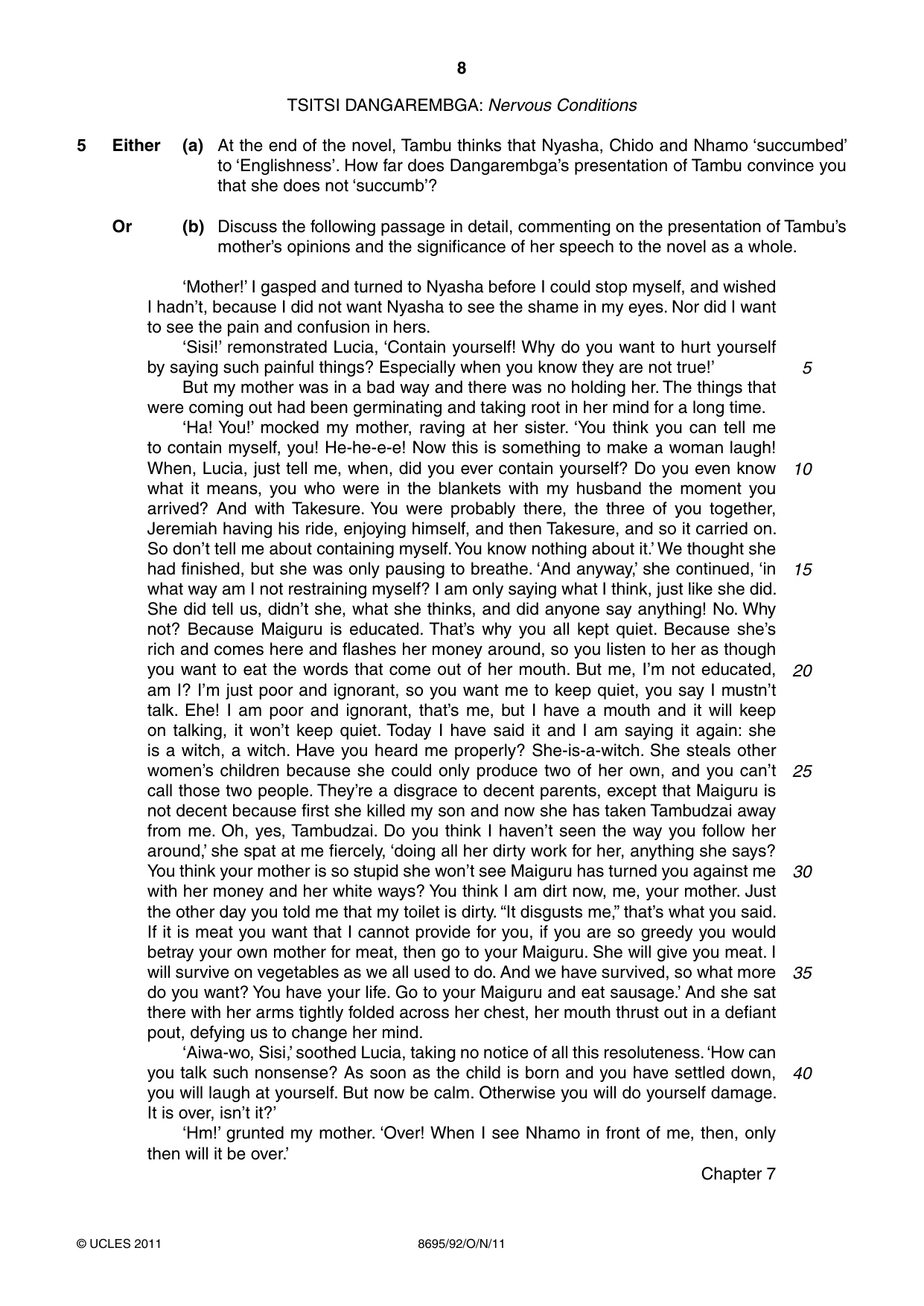 Cambridge A Level English - Language and Literature (AS Level only, from 2016) 8695 2011 Oct/Nov Paper 9 · Variant 2 question paper, page 8 of 17