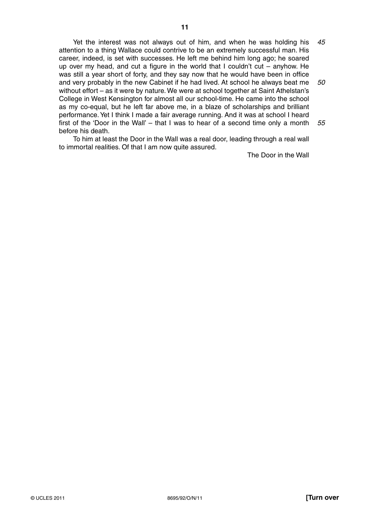 Cambridge A Level English - Language and Literature (AS Level only, from 2016) 8695 2011 Oct/Nov Paper 9 · Variant 2 question paper, page 11 of 17