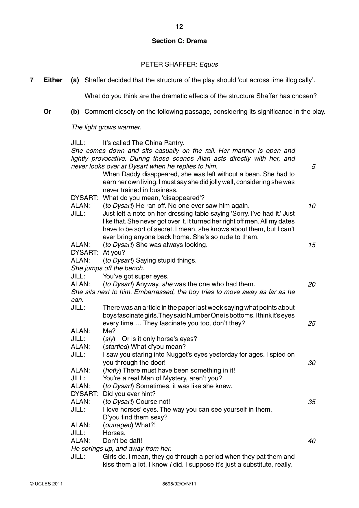 Cambridge A Level English - Language and Literature (AS Level only, from 2016) 8695 2011 Oct/Nov Paper 9 · Variant 2 question paper, page 12 of 17