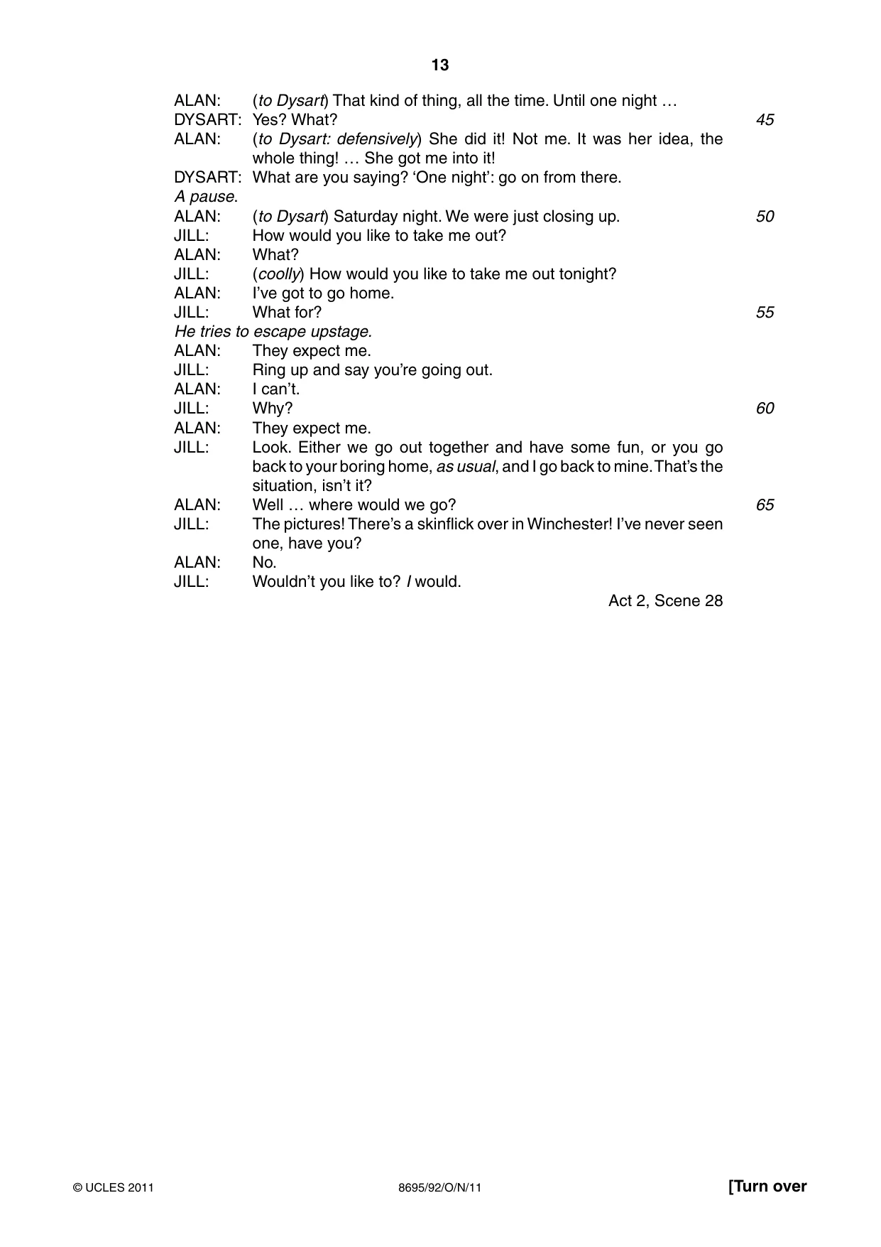 Cambridge A Level English - Language and Literature (AS Level only, from 2016) 8695 2011 Oct/Nov Paper 9 · Variant 2 question paper, page 13 of 17
