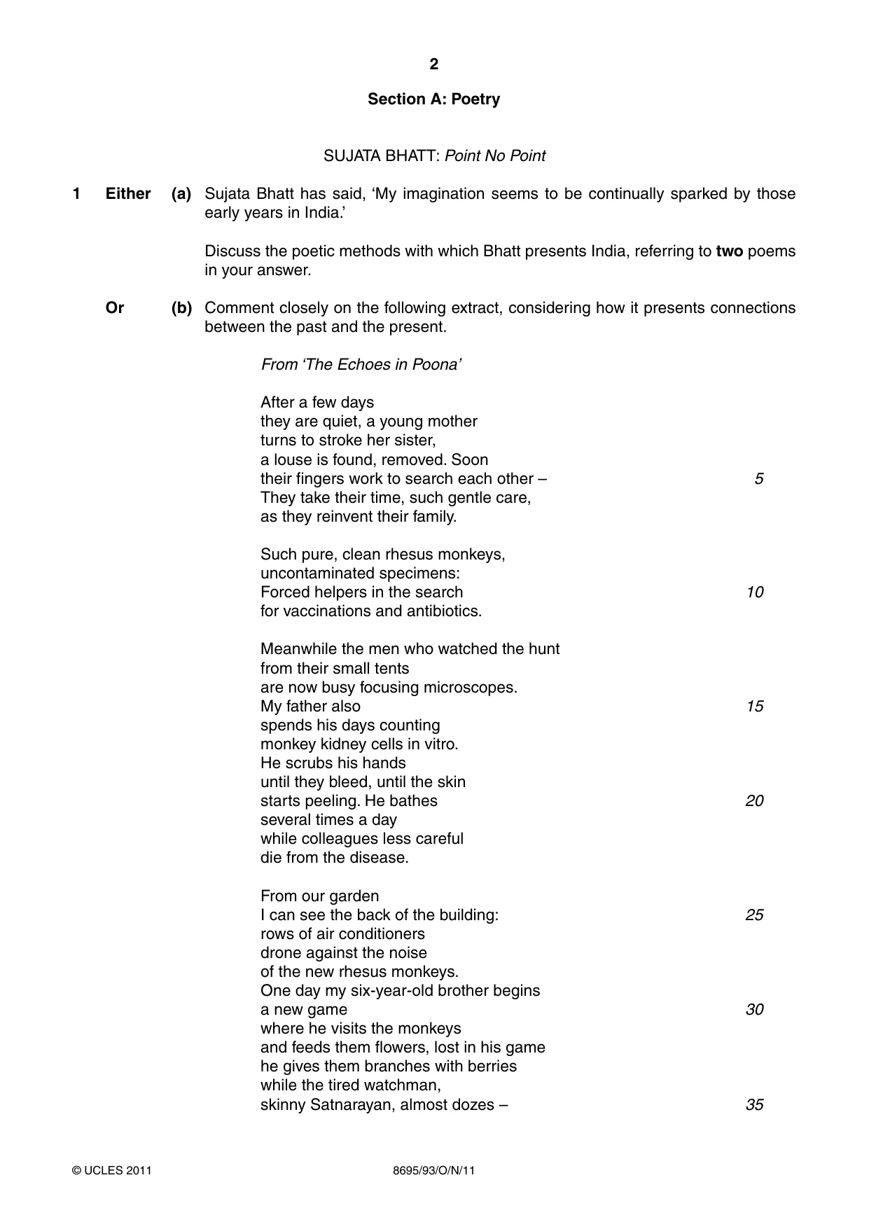 Cambridge A Level English - Language and Literature (AS Level only, from 2016) 8695 2011 Oct/Nov Paper 9 · Variant 3 question paper, page 2 of 17