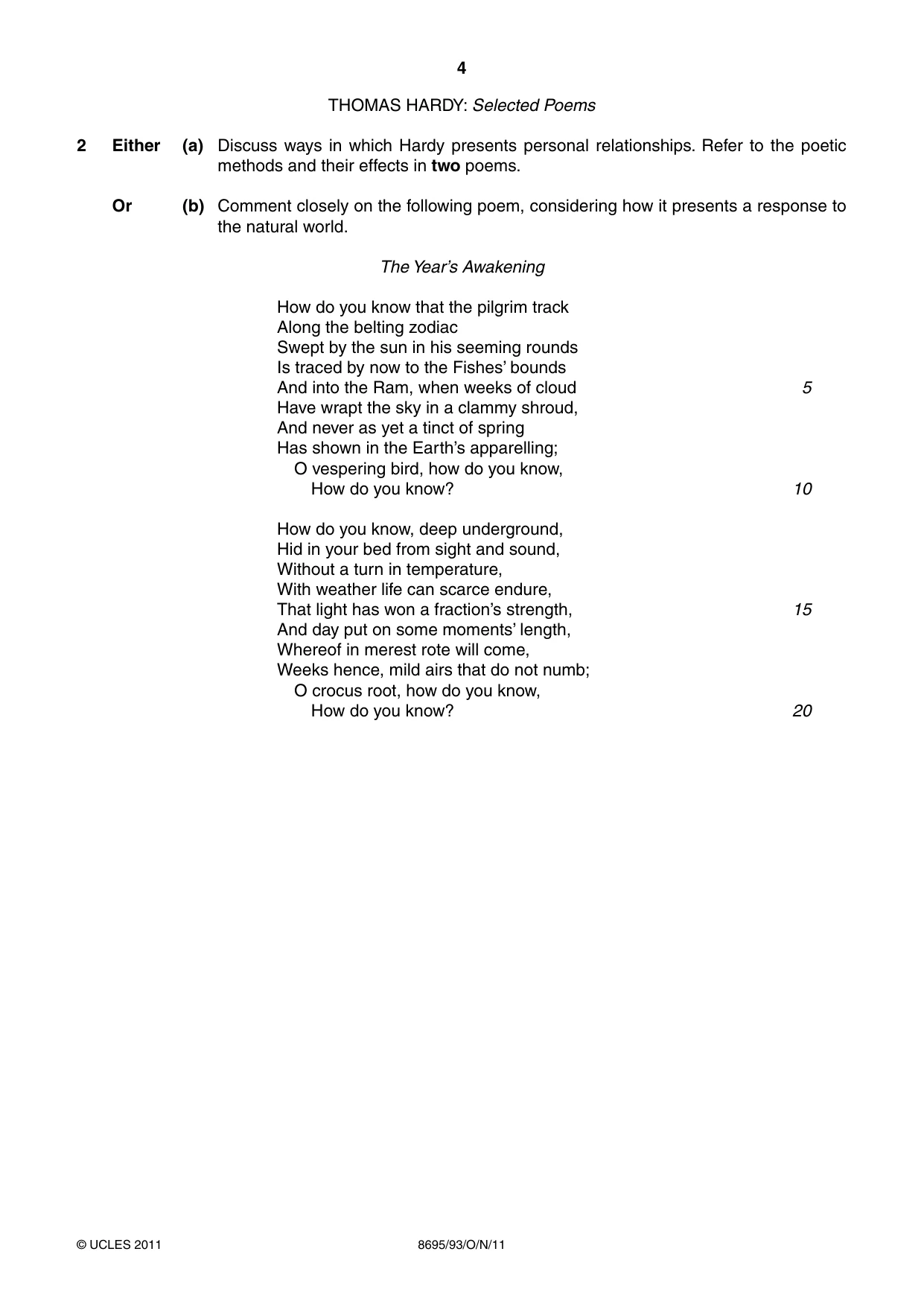 Cambridge A Level English - Language and Literature (AS Level only, from 2016) 8695 2011 Oct/Nov Paper 9 · Variant 3 question paper, page 4 of 17